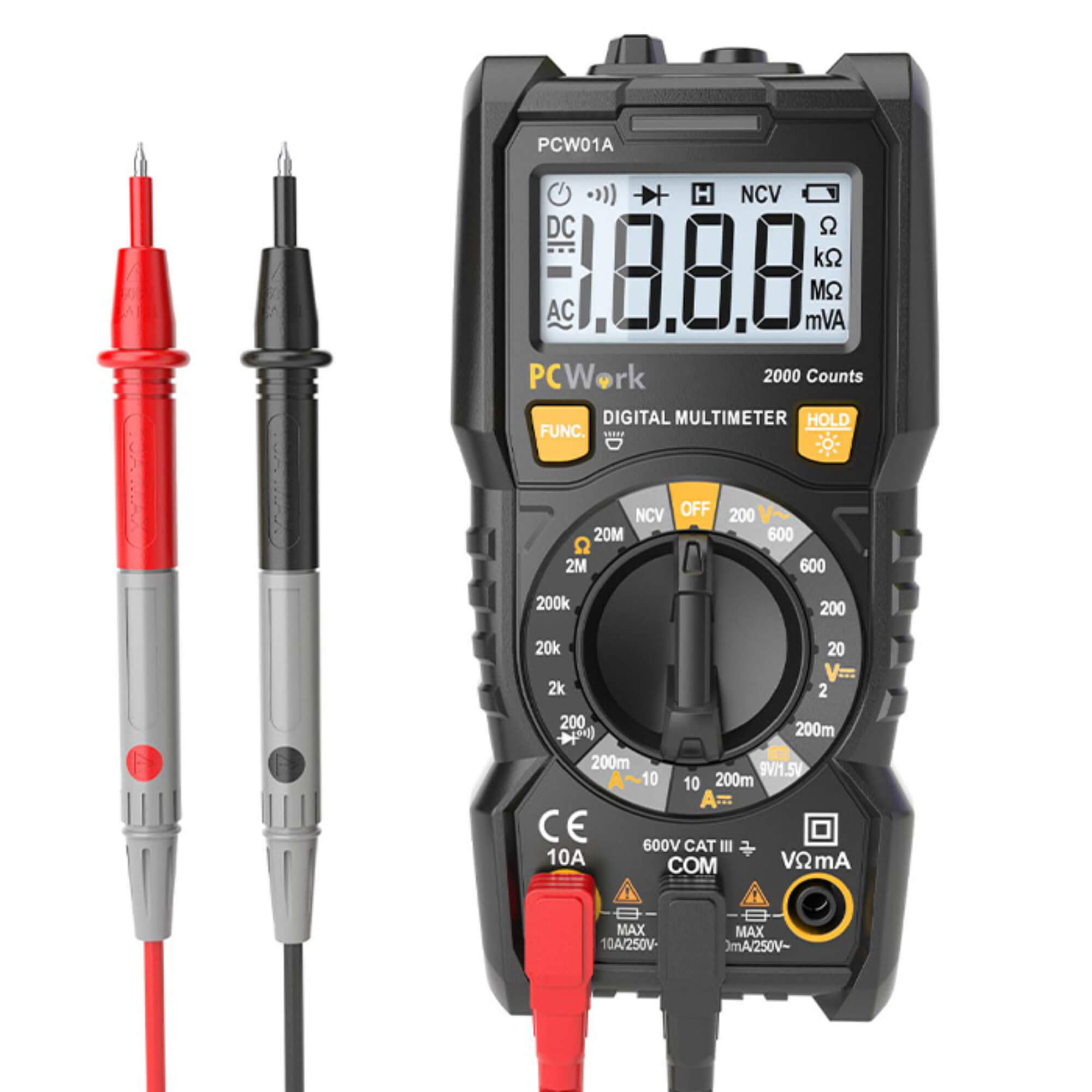 PCW01A Digitalmultimeter, 2000 Counts, CAT III 600V PCW01A Digitalmultimeter, 2000 Counts, CAT III 600V