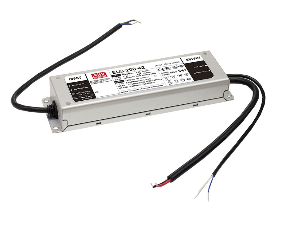 ELG-200-24-3Y Led-Trafo, IP67 201,6W, 24V, 8,4A CV+CC + PE, MEAN WELL