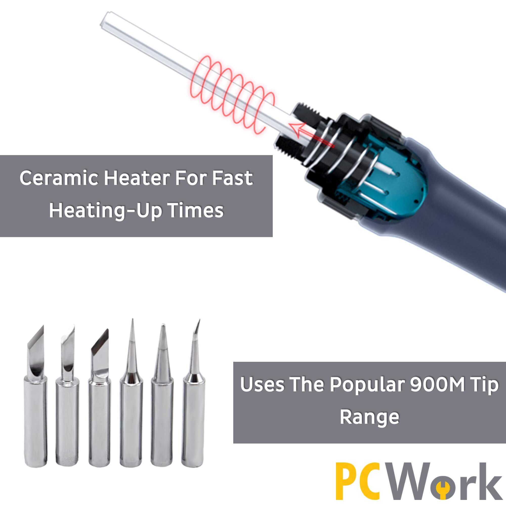 PCW09B Digital soldering iron, adjustable, with temperature setting, 90W