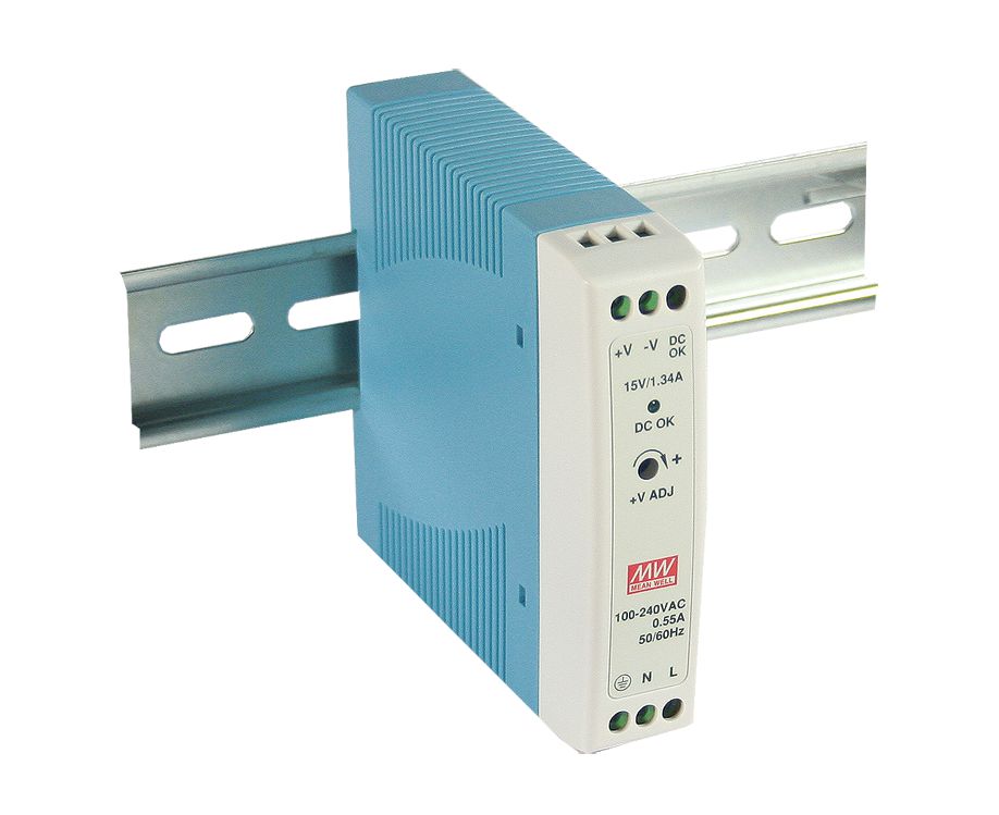MDR-20-5 DIN rail power supply, 15W, 5V, 3A, MEAN WELL
