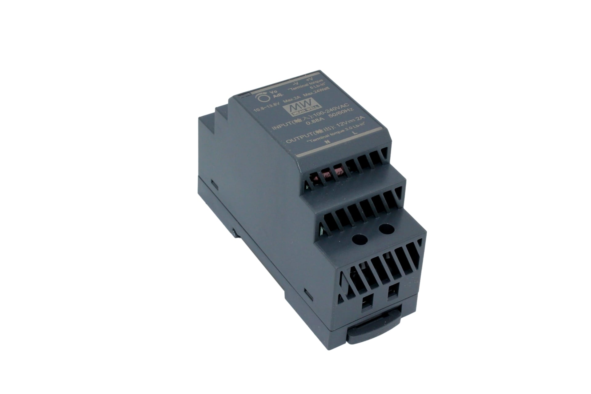 HDR-30-12 DIN rail power supply, 24W, 12V, 2A, MEAN WELL