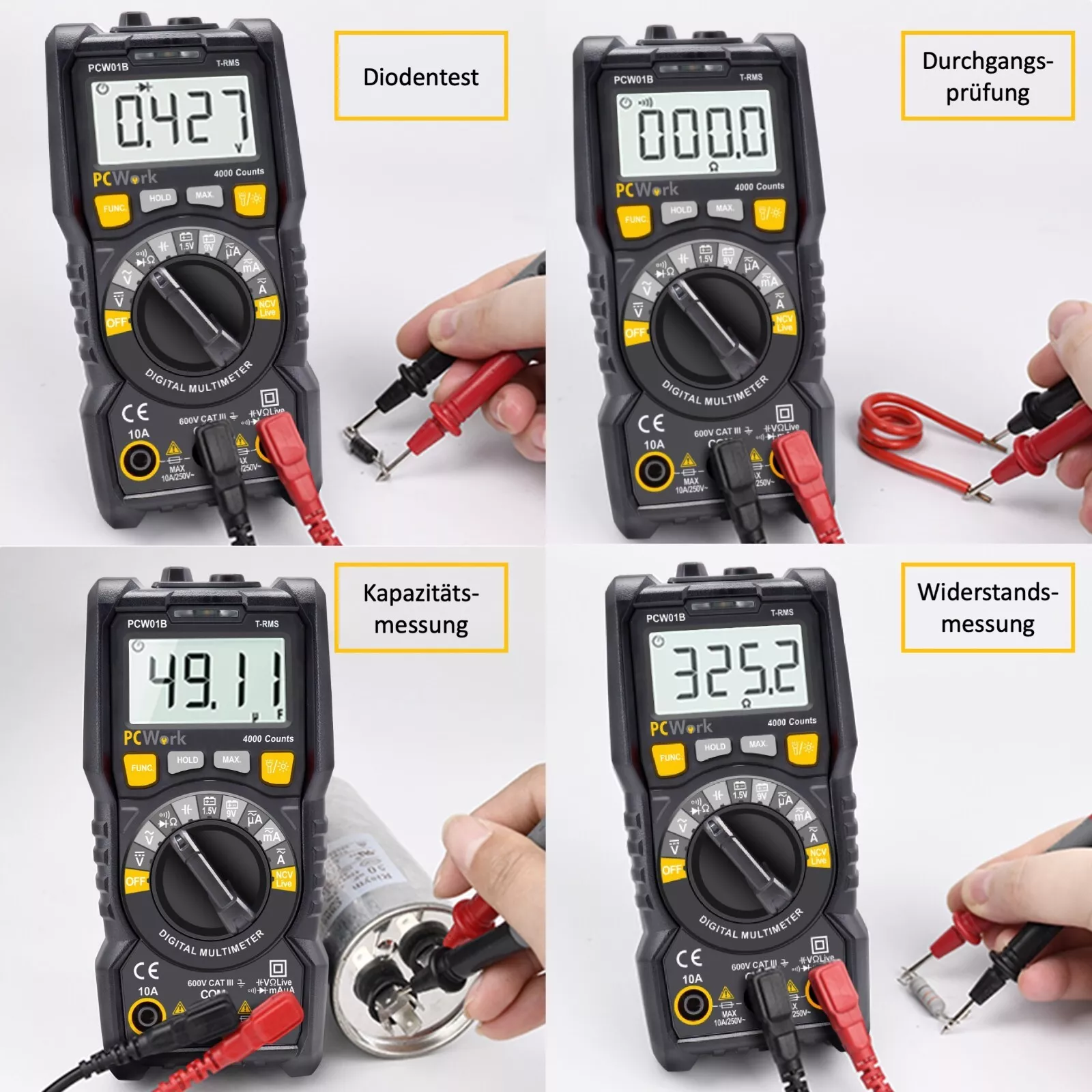 PCW01B Digitalmultimeter, True RMS, Auto Range