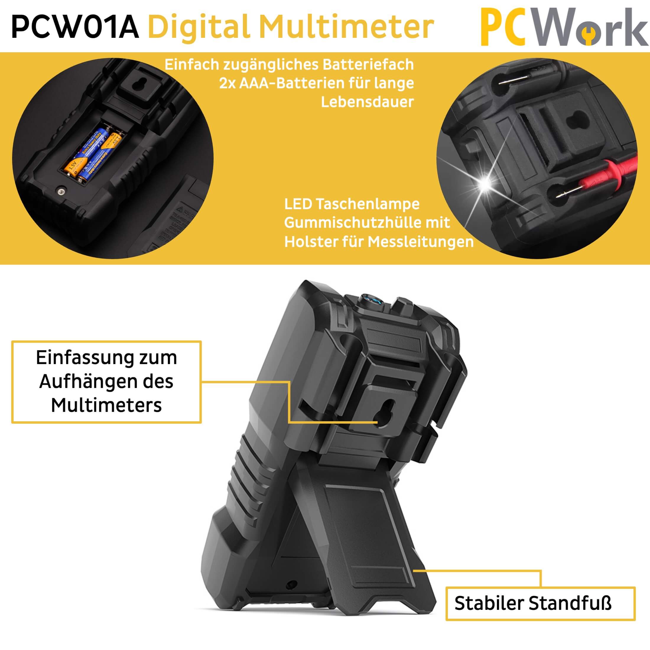 PCW01A Digitalmultimeter, 2000 Counts, CAT III 600V PCW01A Digitalmultimeter, 2000 Counts, CAT III 600V