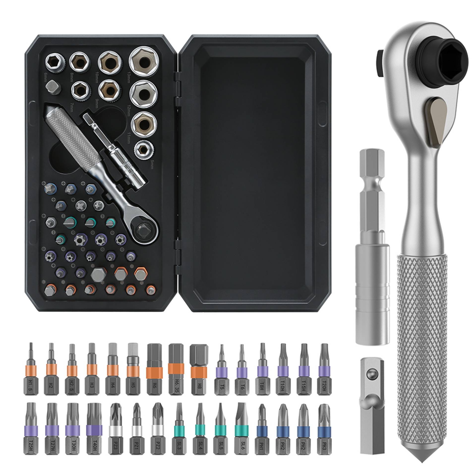 PCW08L Precision Ratchet Set, 42 Pieces, Electronics Repair, Bicycle Repair