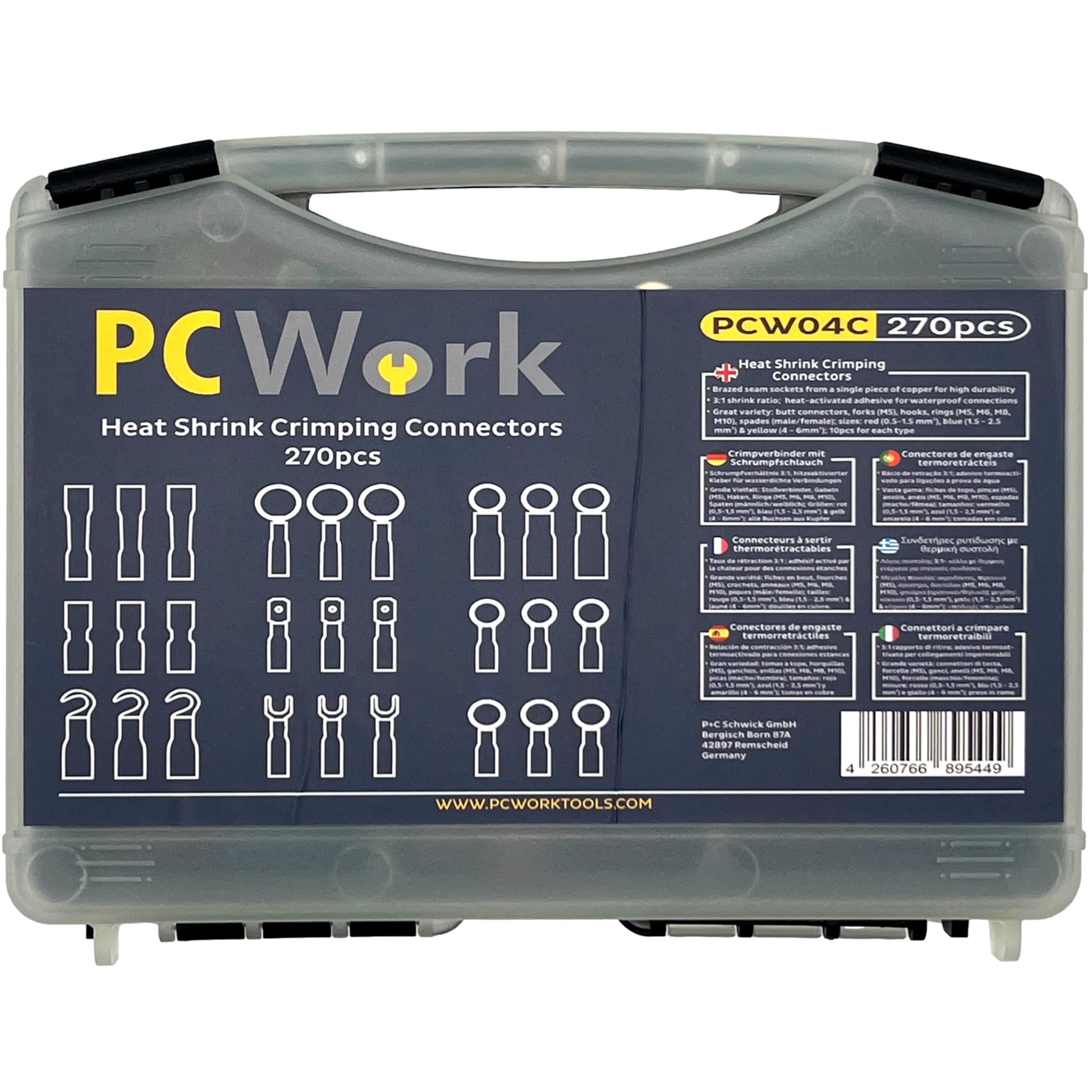 PCW04C Set Quetschverbinder mit Wärmeschrumpfschlaunch 270 Teile