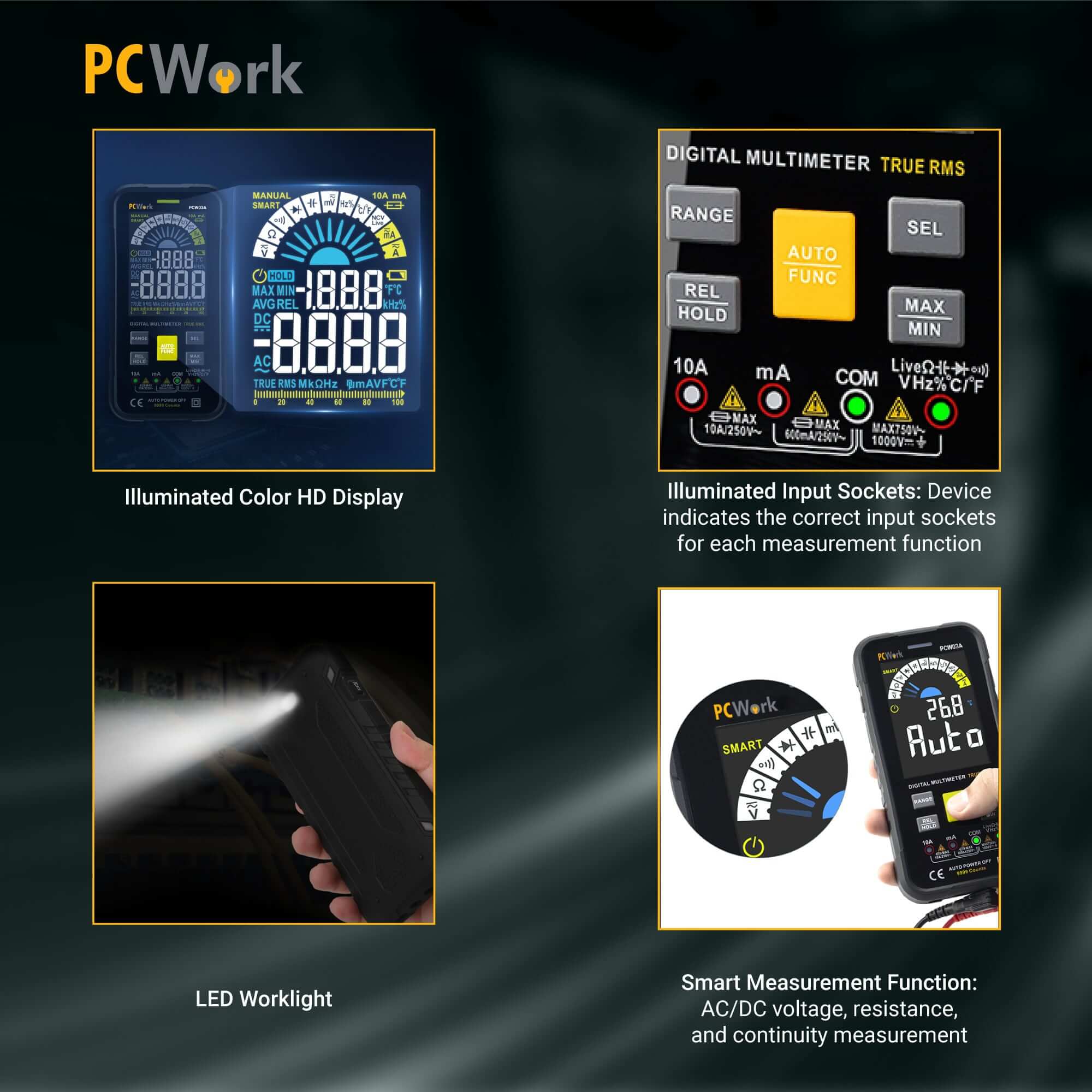 PCW03A Digitalmultimeter, smart, True RMS