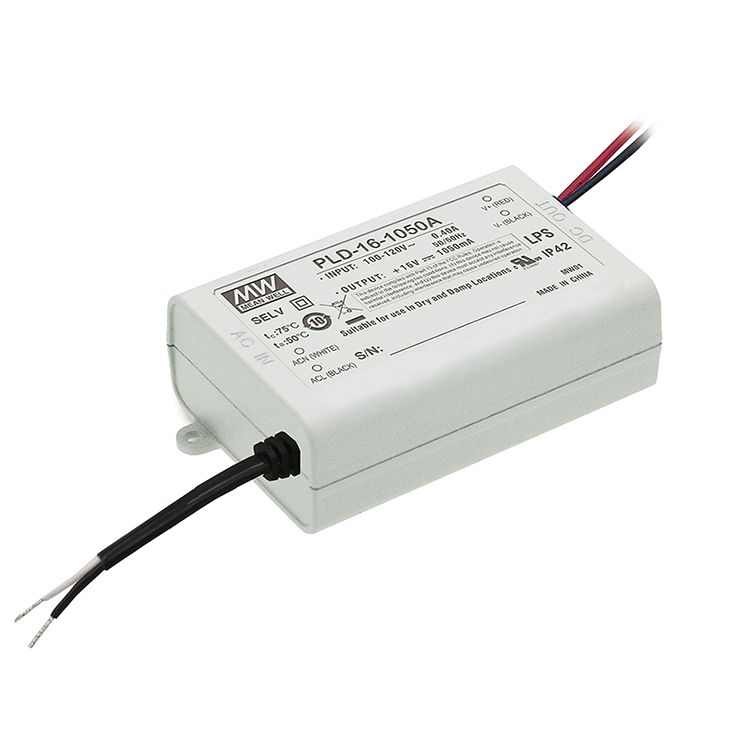 PLD-16-350B Led-Trafo, Class2 16W, 24-48V, 350mA CC, MEAN WELL