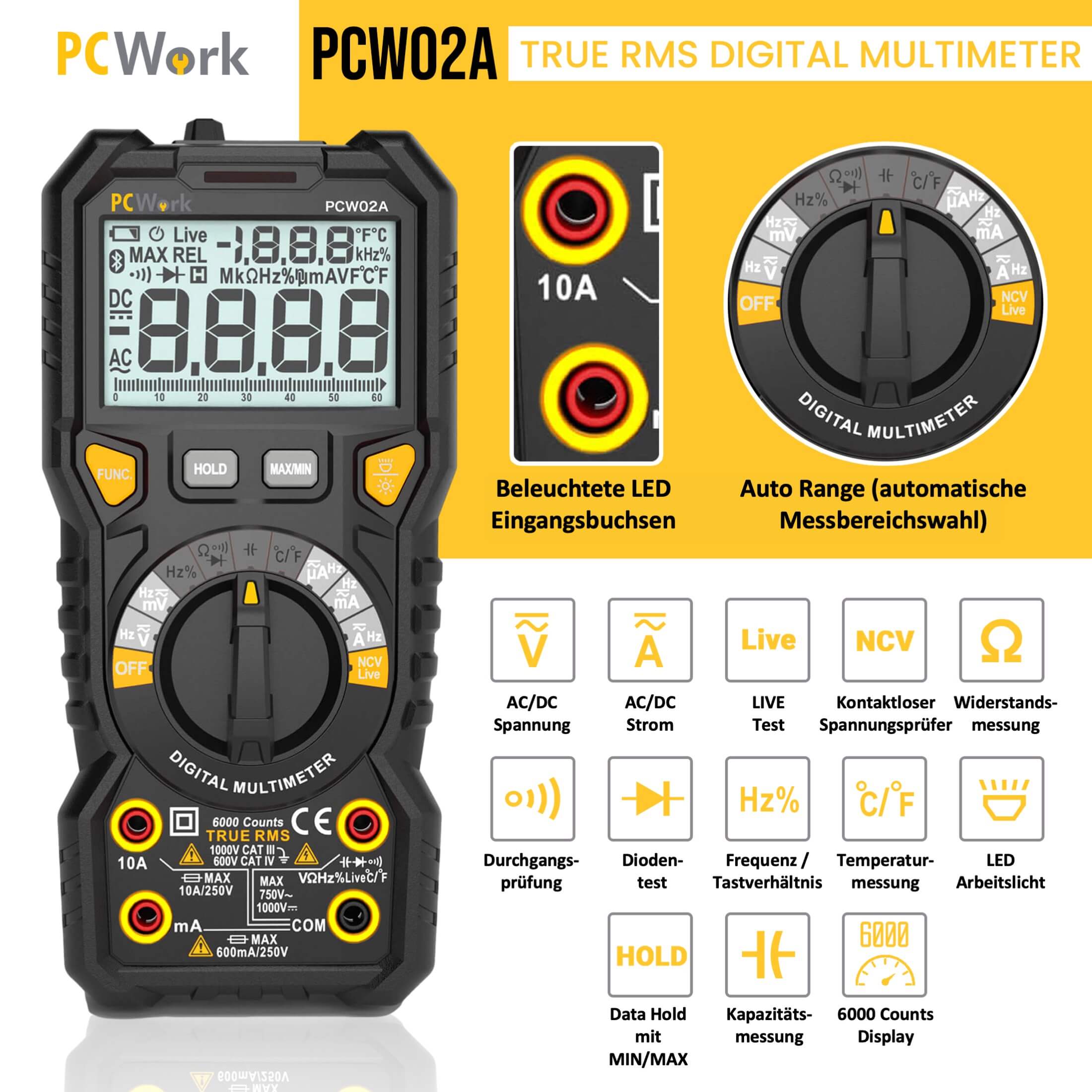 PCW02A Digitalmultimeter, True RMS, CAT IV 600V PCW02A Digitalmultimeter, True RMS, CAT IV 600V