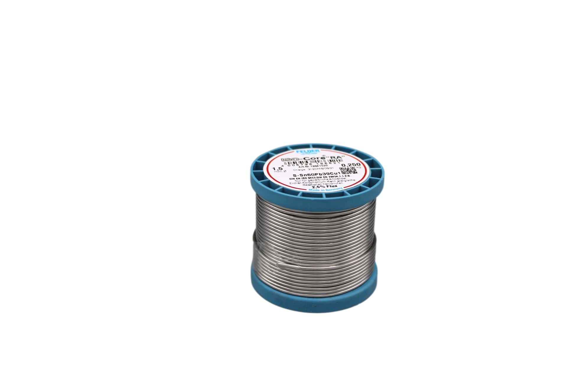 18641520 Felder solder wire, leaded, Sn60Pb39Cu1, 1.5mm, 250g, roll