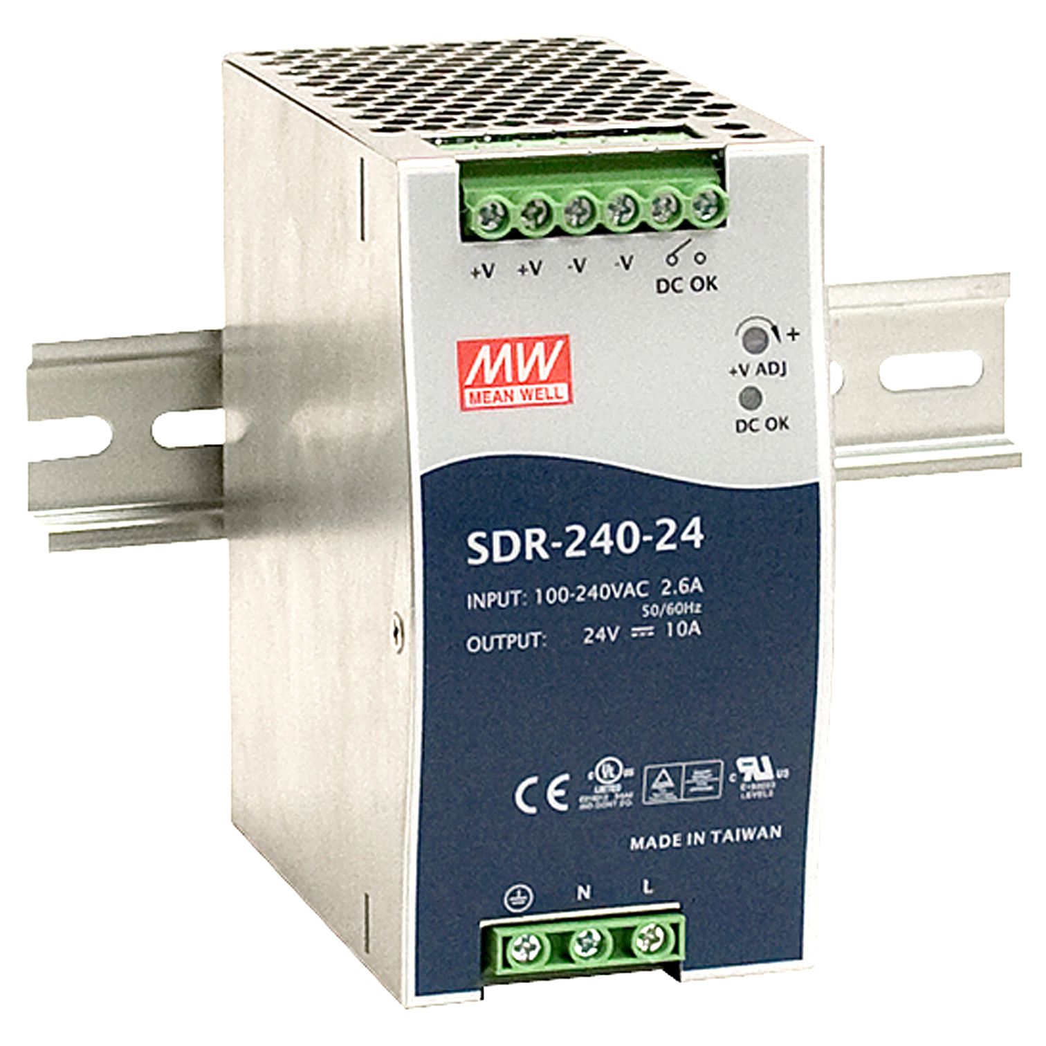 SDR-240-24 DIN rail power supply, 240W, 24V, 10A, MEAN WELL