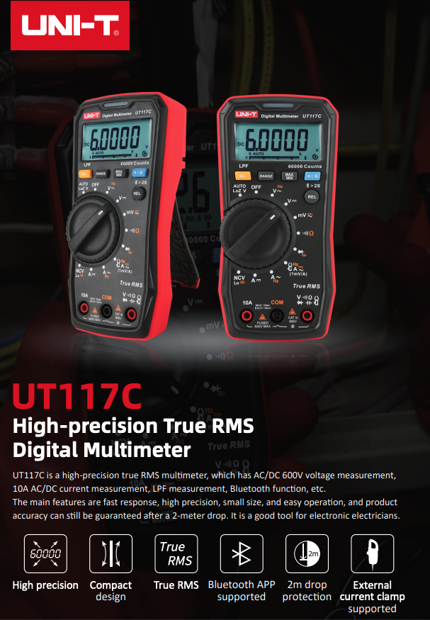 UT117C Multimeter Digital 60000 Counts Bluetooth True RMS