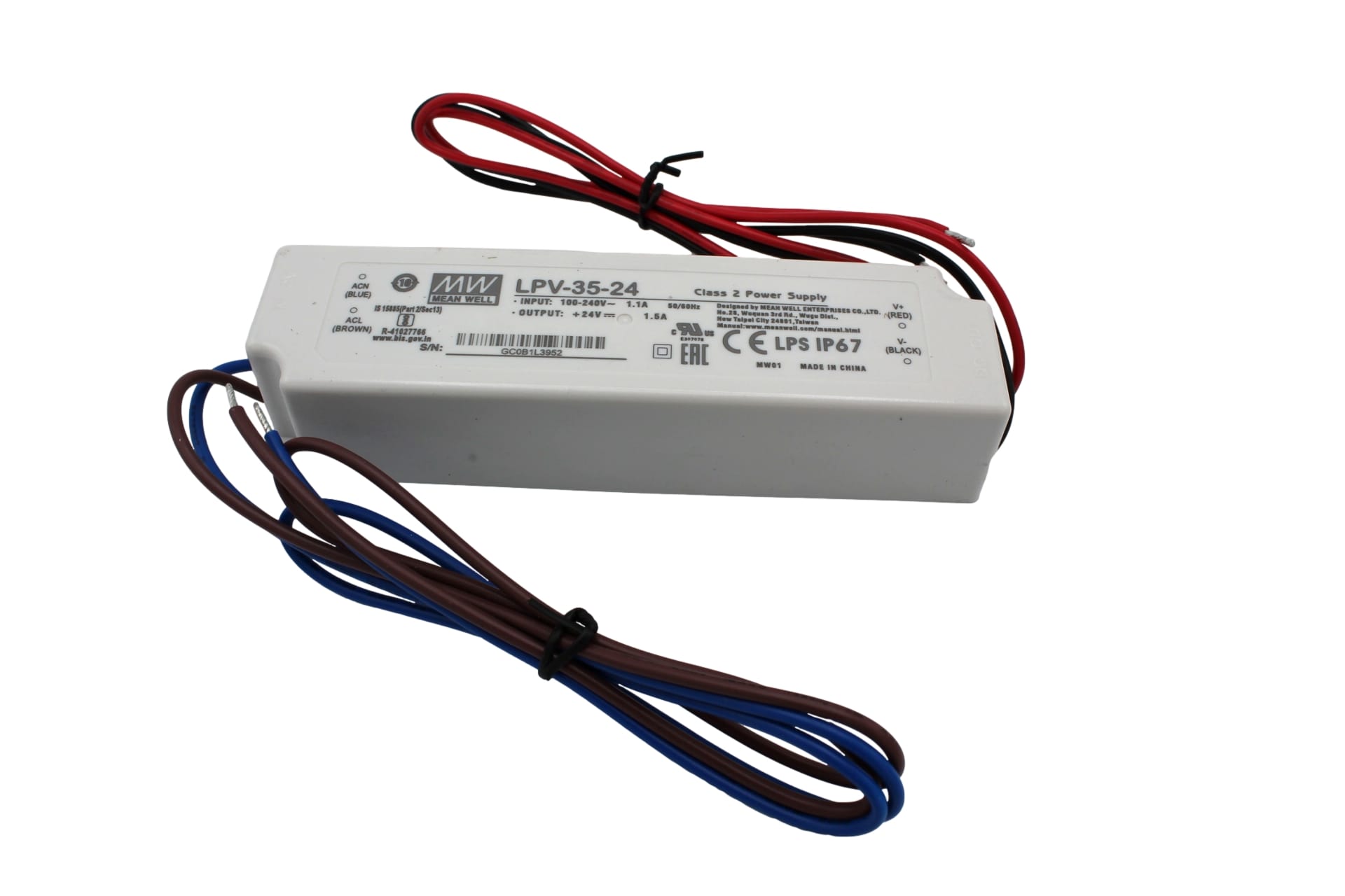 LPV-35-24 Led driver, Class2 36W, 24V, 1,5A CV, MEAN WELL LPV-35-24 Led driver, Class2 36W, 24V, 1,5A CV, MEAN WELL