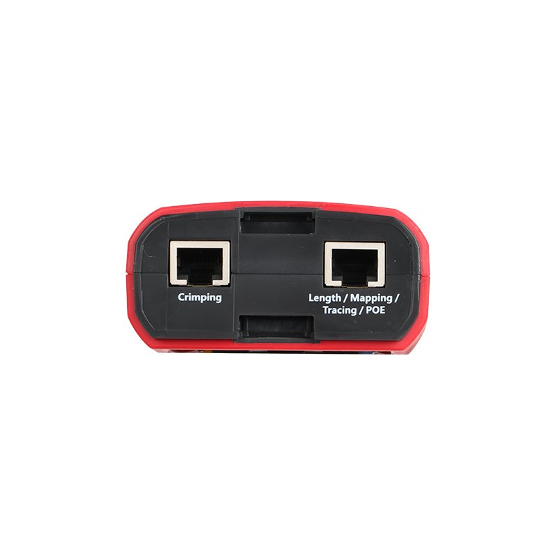 Obere Anschlüsse des UNI-T UT685A mit RJ45-Ports für Crimping, Tracing und PoE-Test