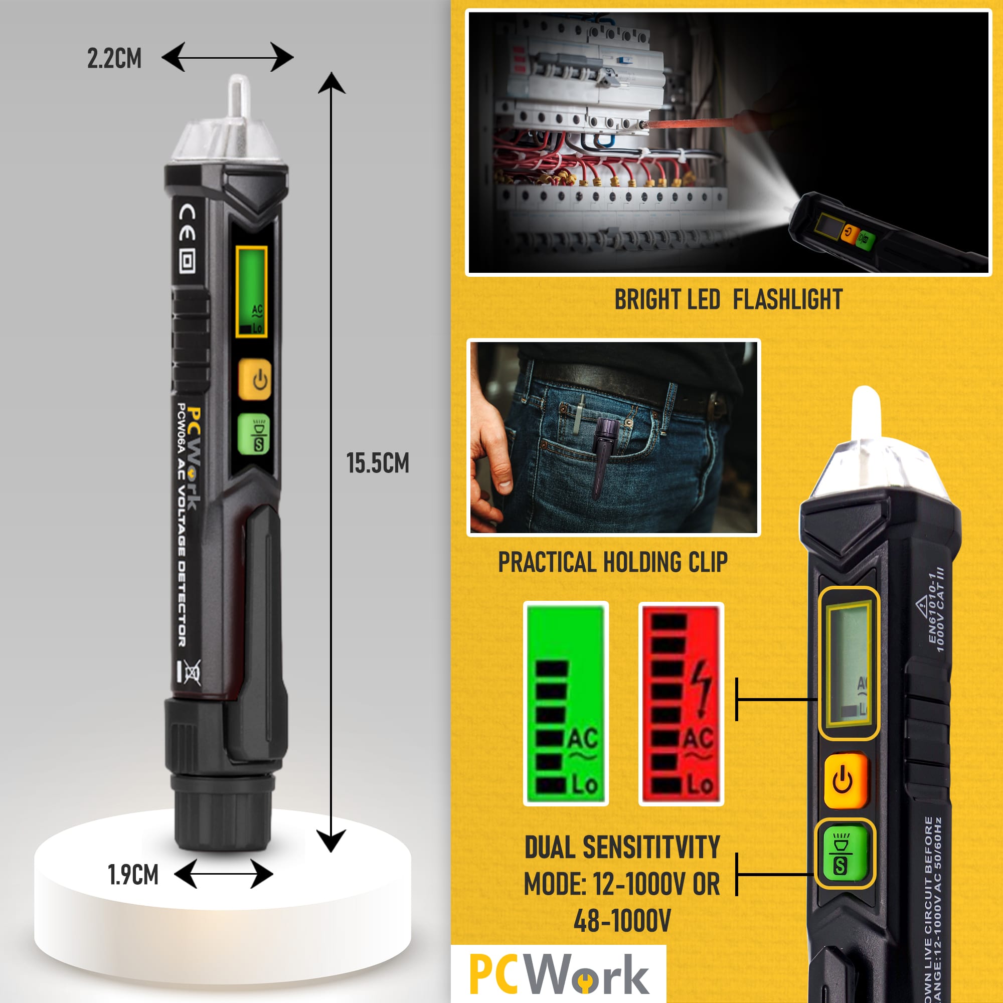 PCW06A Spannungsprüfer, kontaktlos, dual mode, LED Lampe