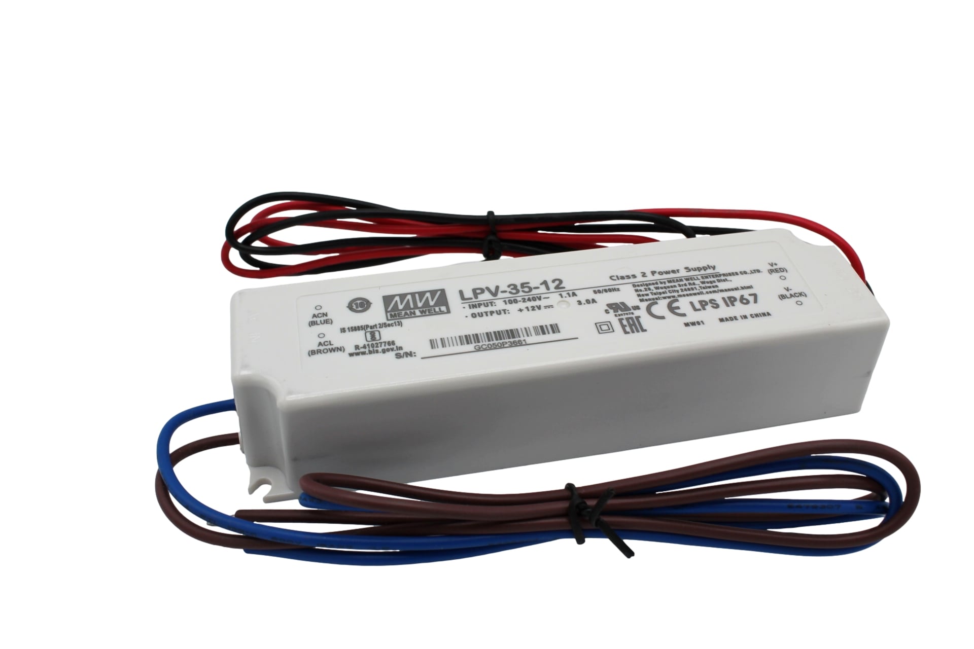 LPV-35-12 Led driver, Class2 36W, 12V, 3A CV, MEAN WELL LPV-35-12 Led driver, Class2 36W, 12V, 3A CV, MEAN WELL