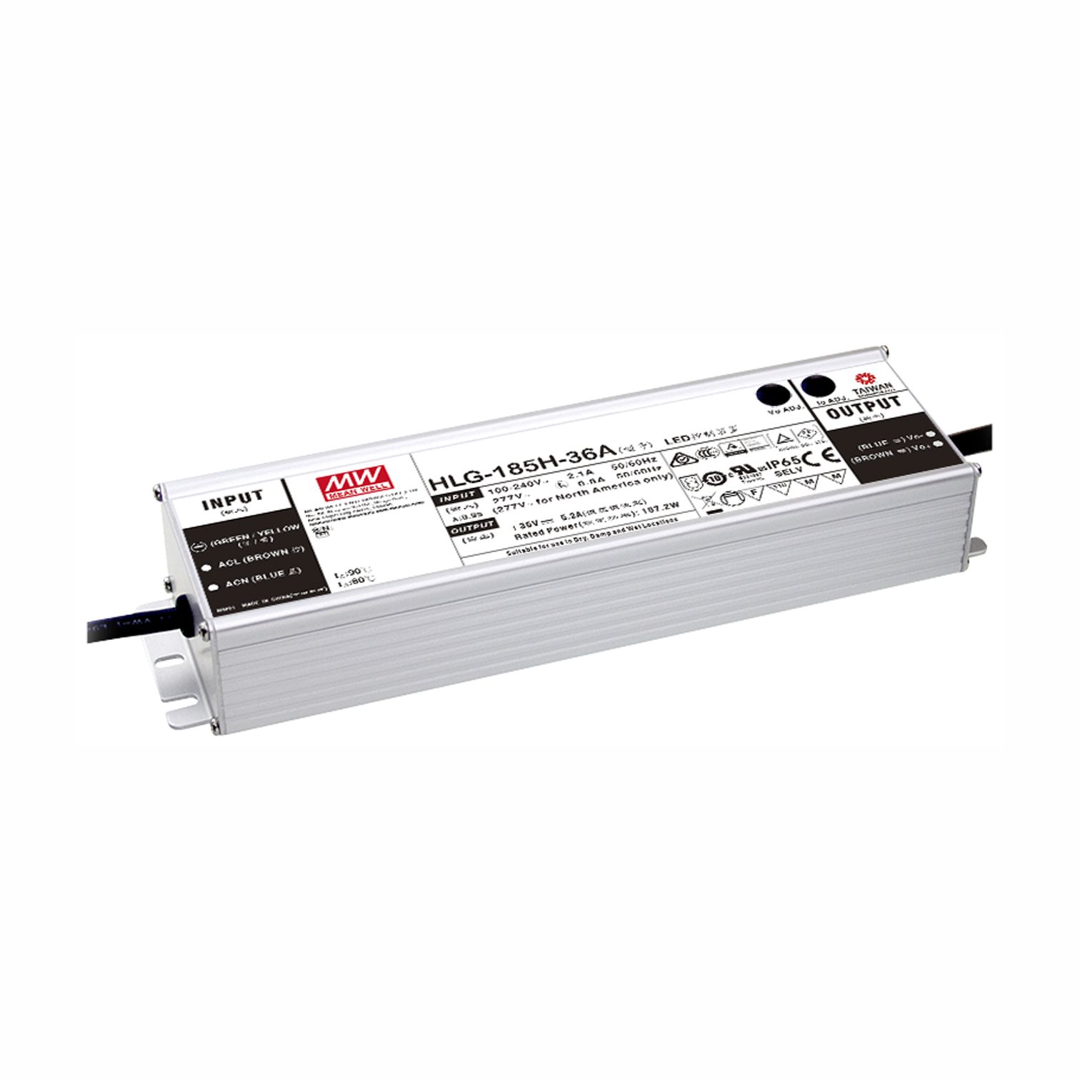 HLG-185H-24A LED-Trafo, IP65 187W, 24V, 7,8A CV+CC, MEAN WELL