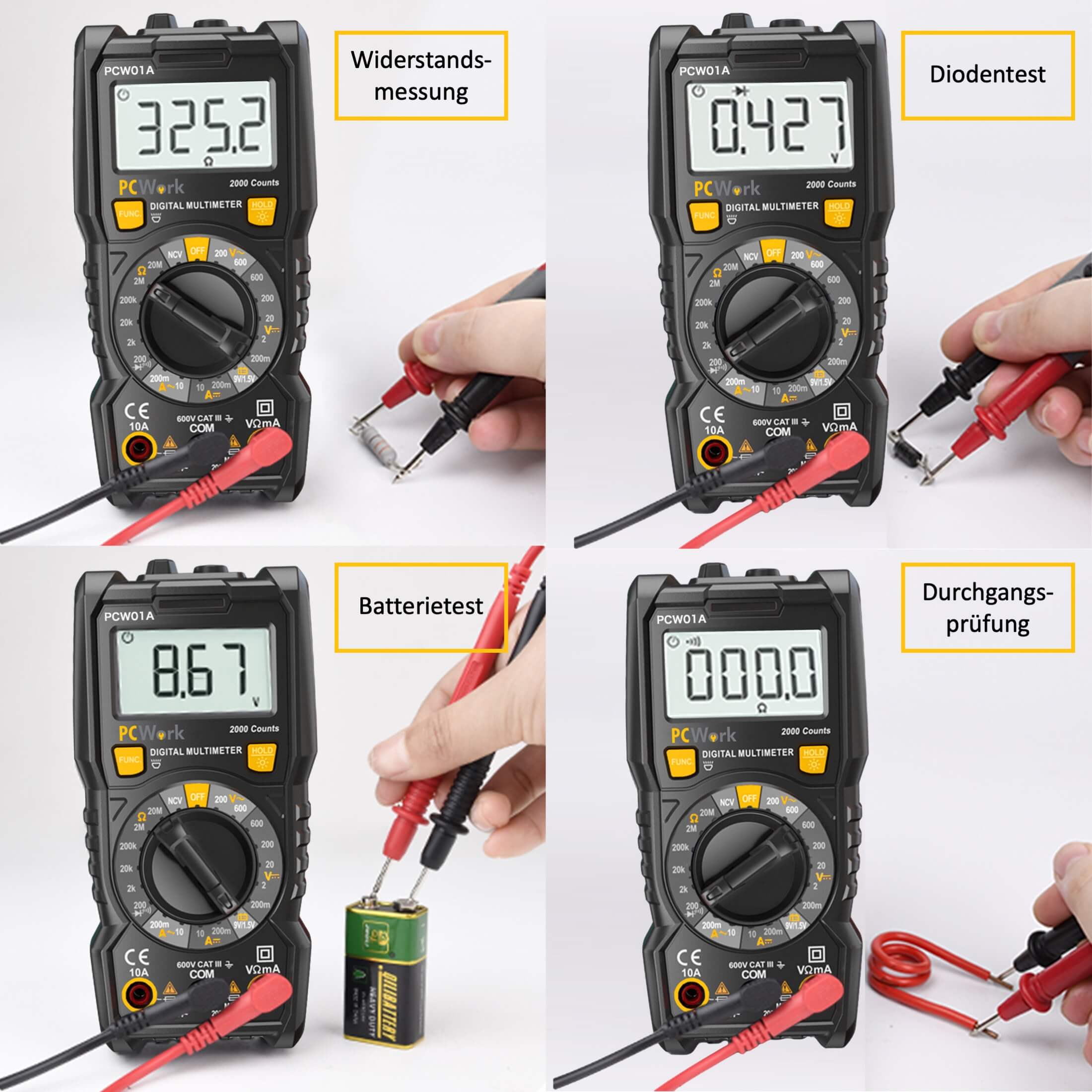 PCW01A Digitalmultimeter, 2000 Counts, CAT III 600V PCW01A Digitalmultimeter, 2000 Counts, CAT III 600V