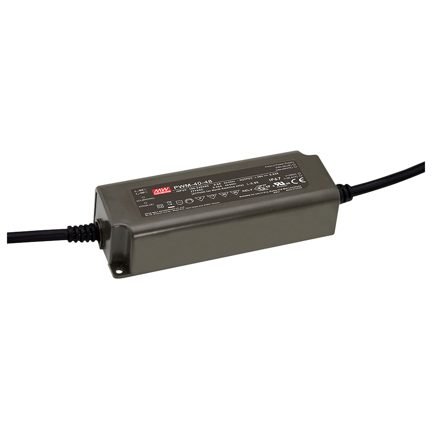 PWM-40-48 Led-Trafo, IP67 40W, 48V, 0,84A PWM, MEAN WELL