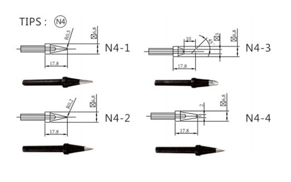 79-1436 N4-3 Spare soldering tip, ZD-912, ZD-917, ZD-981, ZD-982, ZD-987