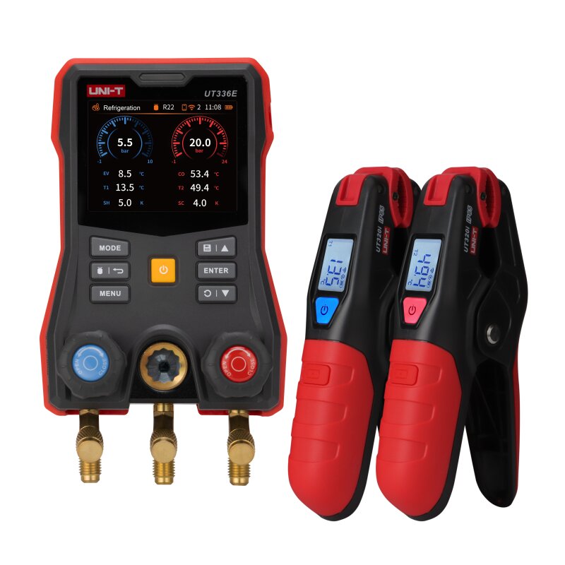 UT336E KIT digital manifold gauge with two wireless temperature clamps UT320i
