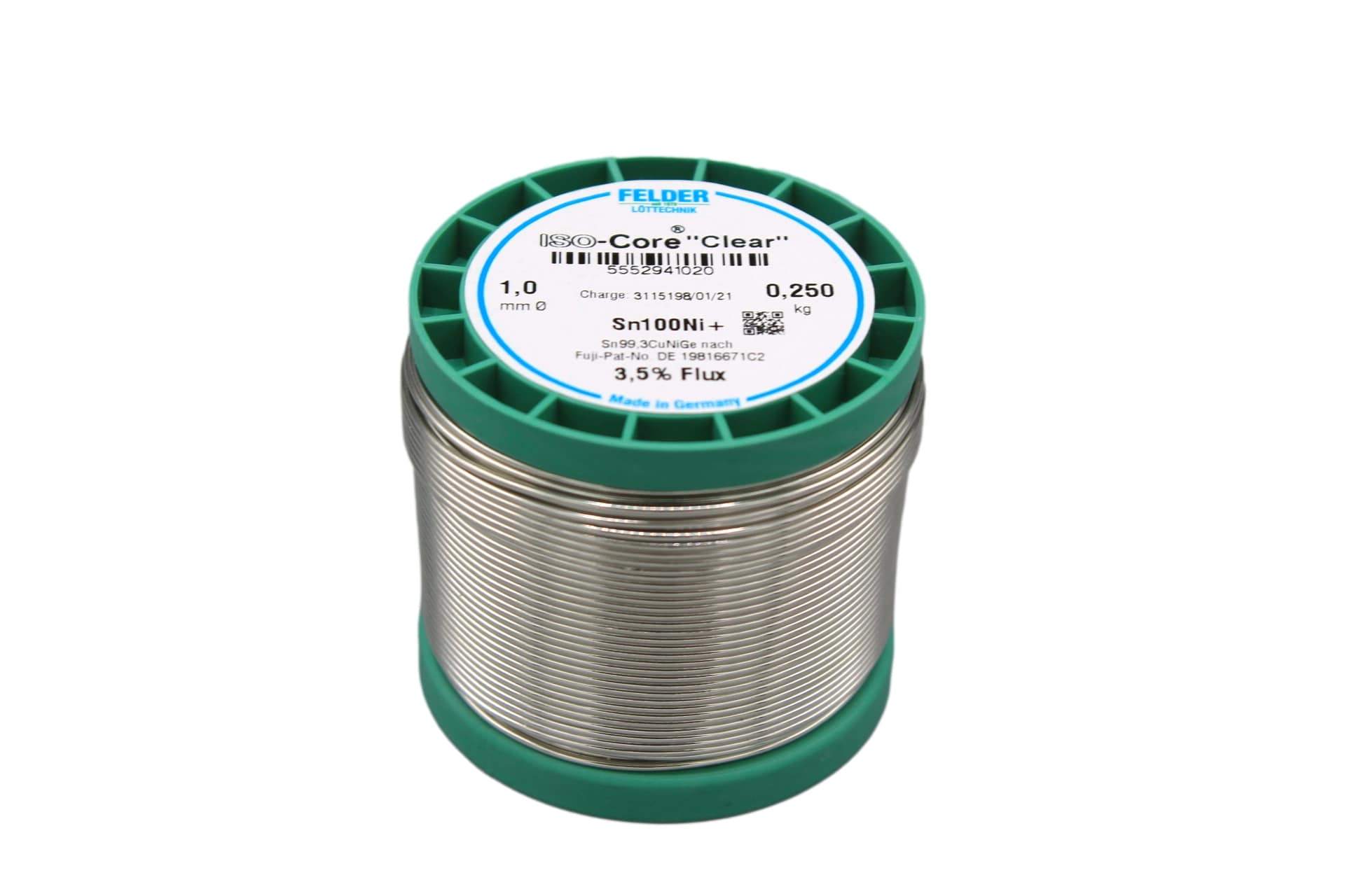5552941020 Felder solder wire, lead-free, Sn100Ni+, 1 mm, 250g, roll