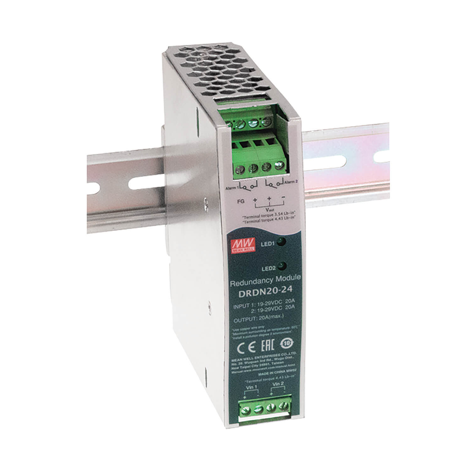 DRDN20-48 RedundanzModul, DIN-Schiene 48V, 0-20A, MEAN WELL