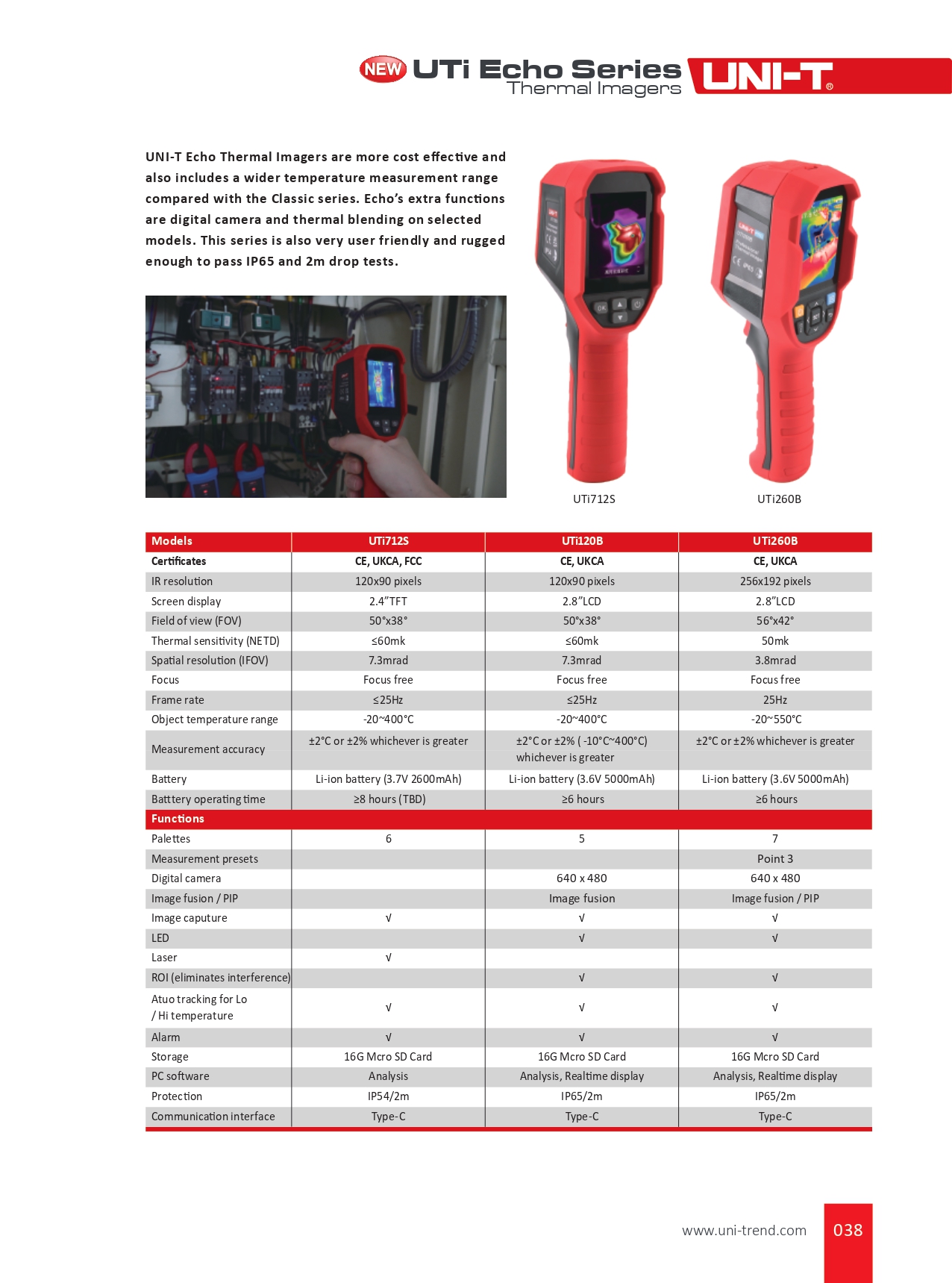 UTi120B Thermal Imaging Camera, 120 x 90 IR Resolution