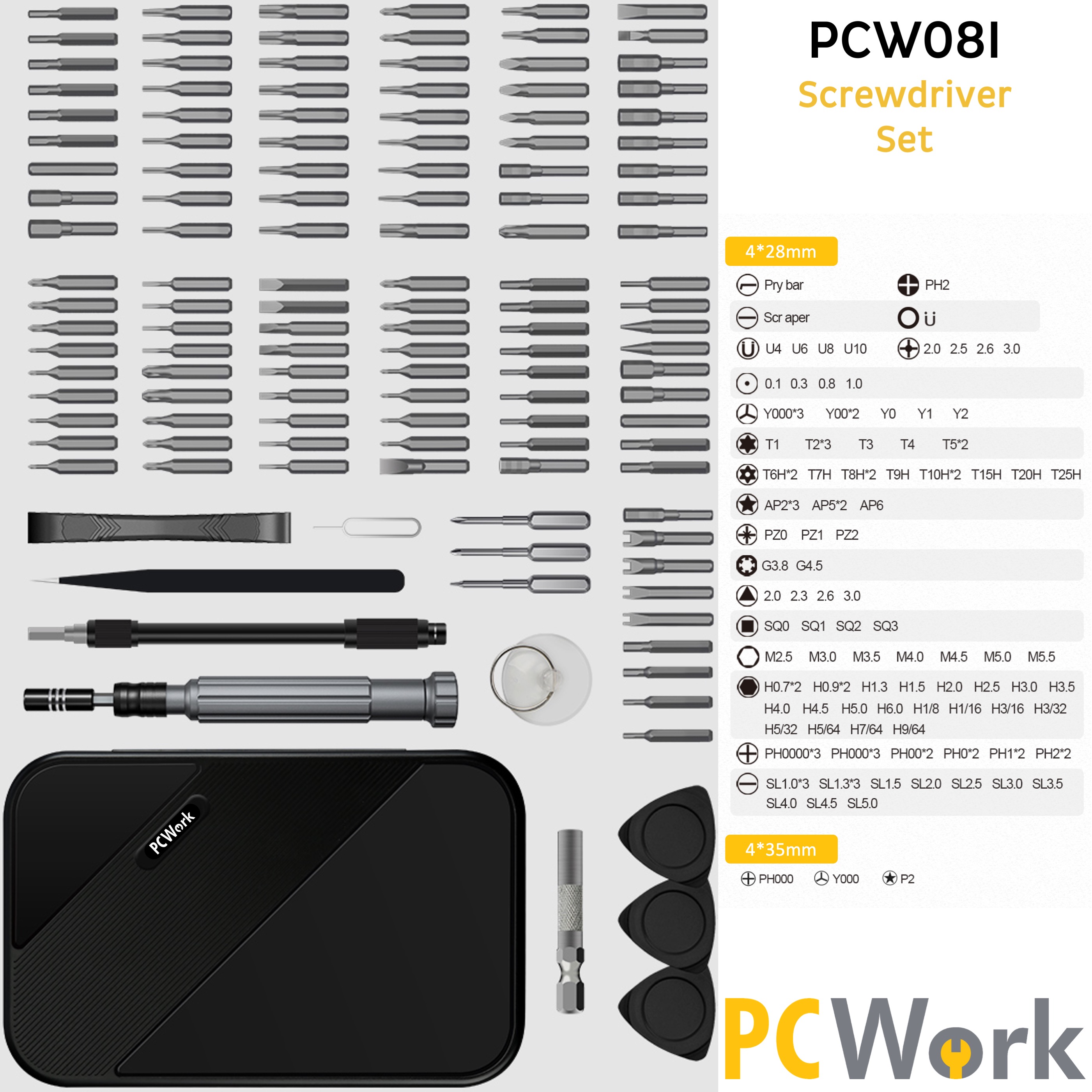 PCW08I Präzisions-Schraubendreher Set 130 Teile