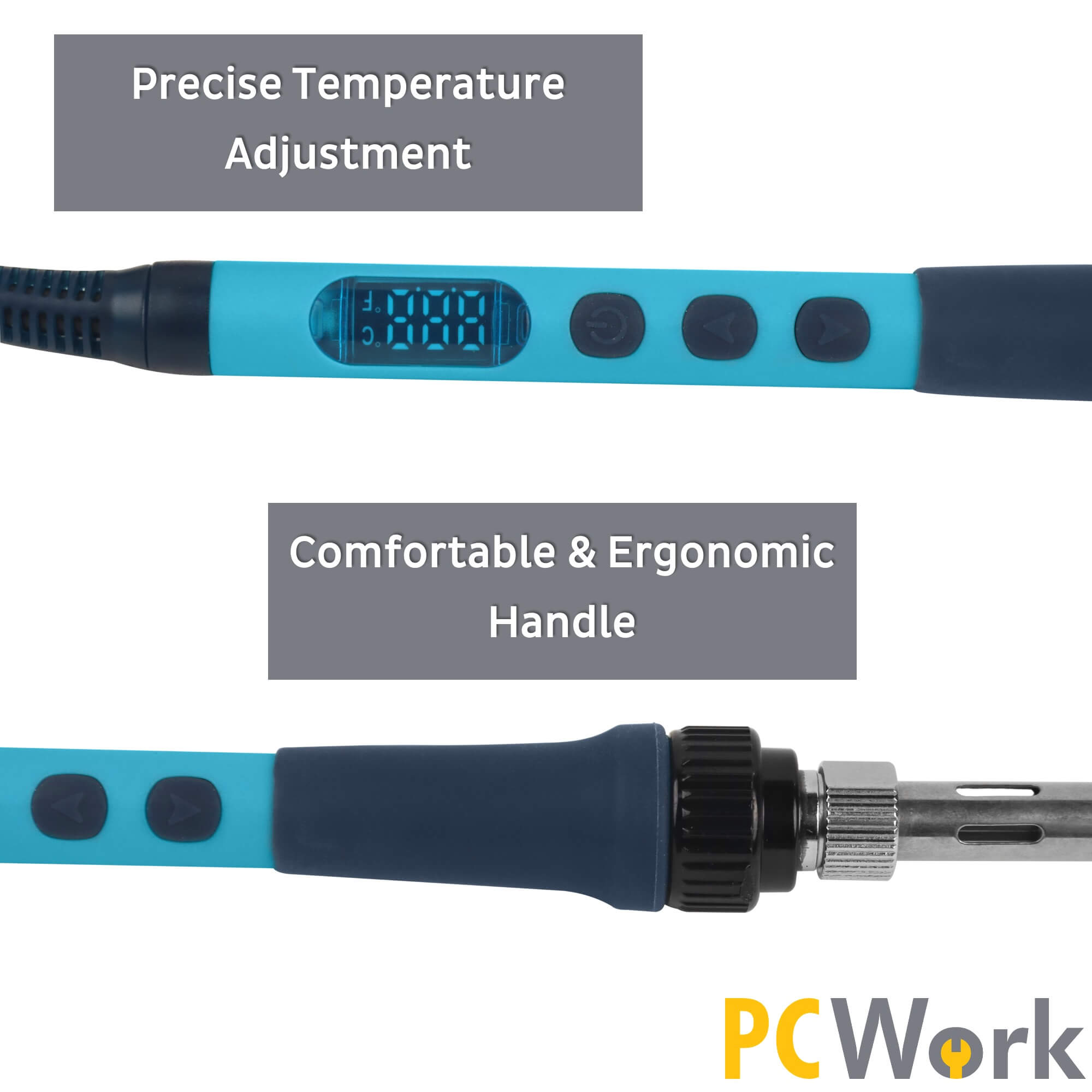 PCW09B Digital soldering iron, adjustable, with temperature setting, 90W