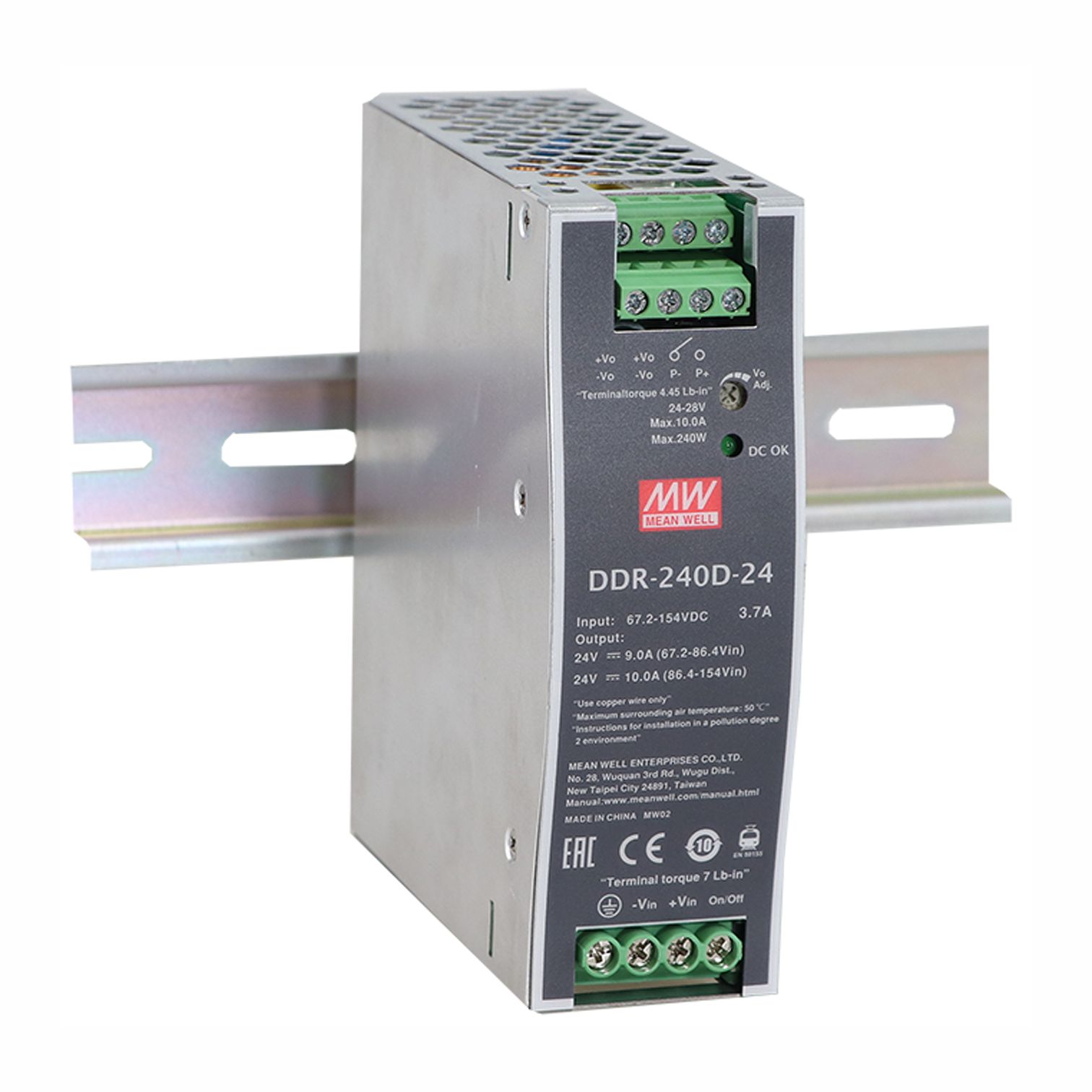 DDR-240B-24 DC/DC Converter 16,8-33,6V:24V 10A 240W, MEAN WELL