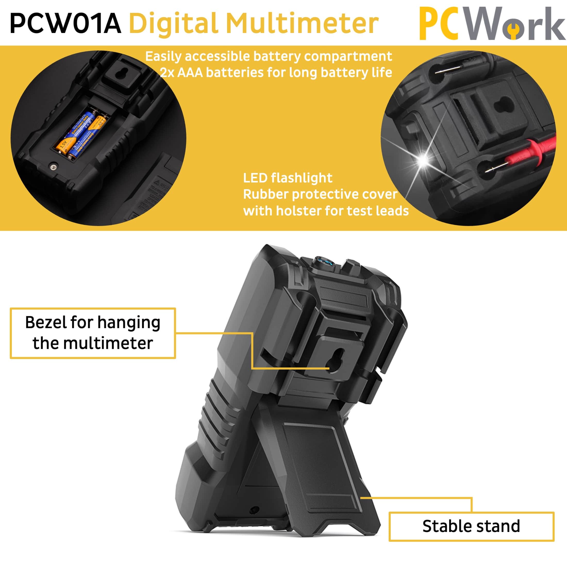 PCW01A Digitalmultimeter, 2000 Counts, CAT III 600V