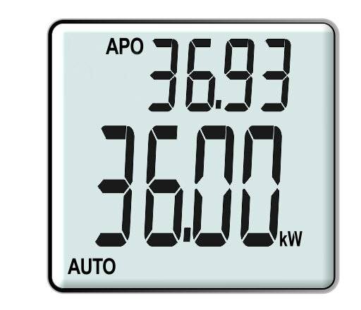Display der UNI-T UT281F Stromzange zeigt eine Leistungsmessung von 36.00 kW und einen weiteren Wert von 36.93 an.