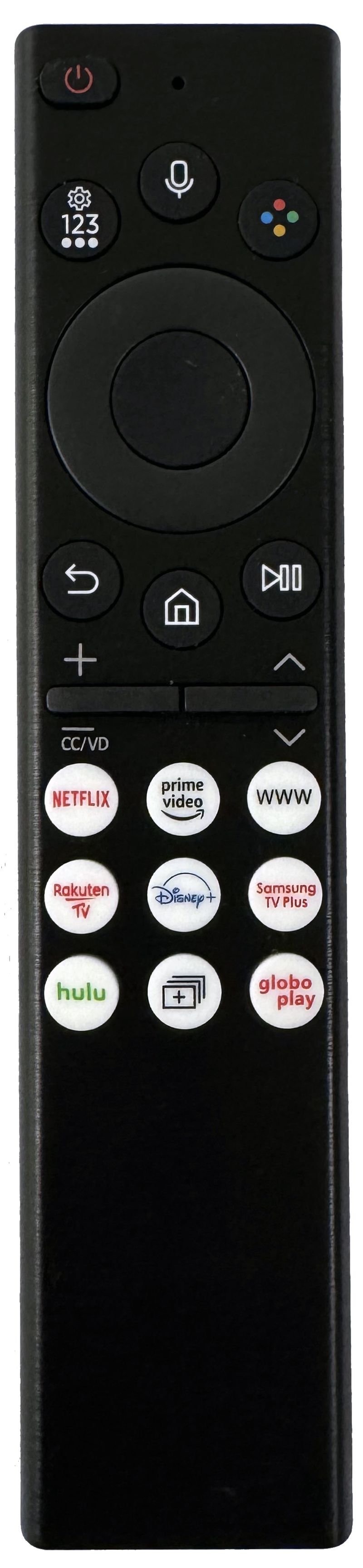 JL1505/2 replacement remote control for Samsung Smart TV with Bluetooth and app buttons, front view.