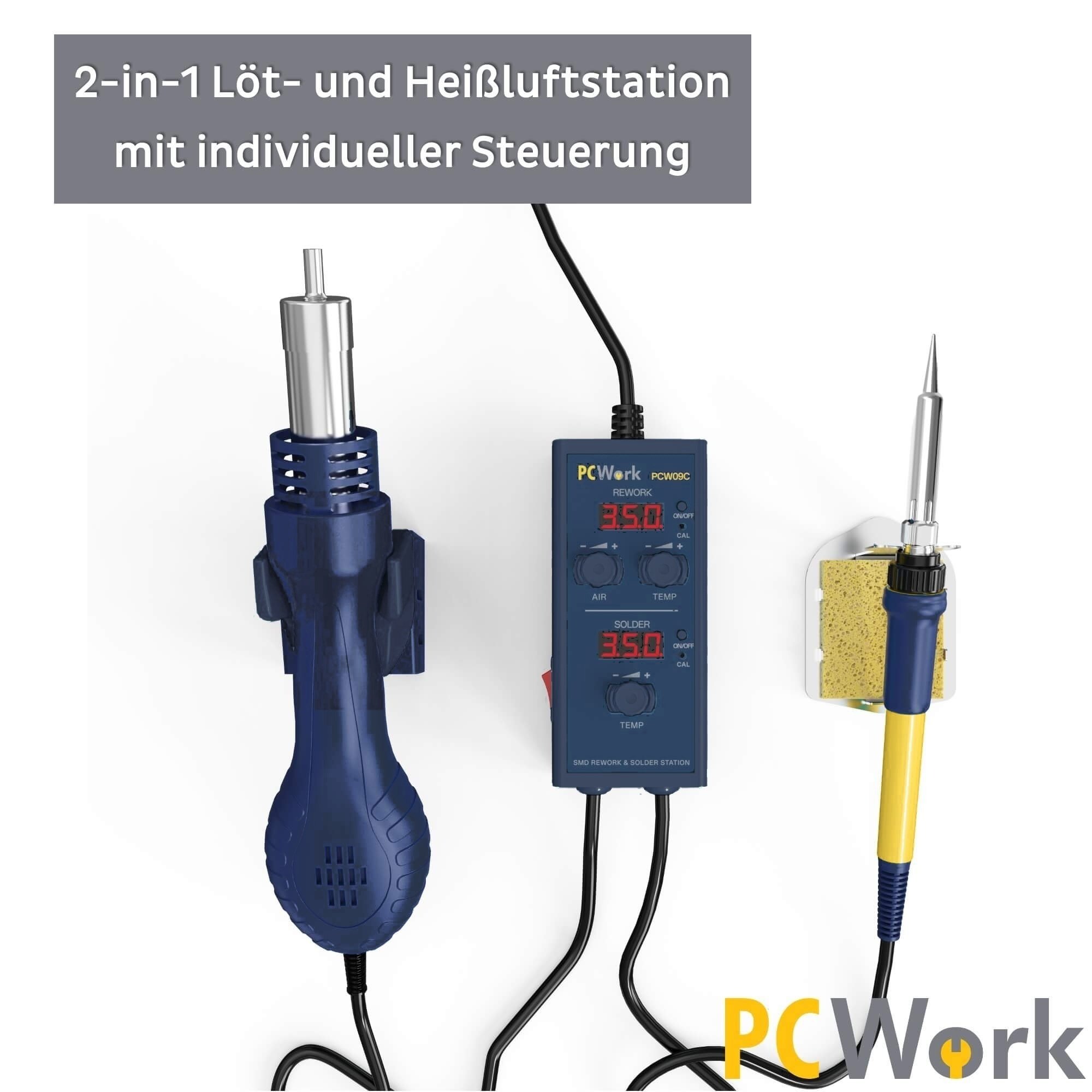 PCW09C 2-in-1 Heißluft- und Lötstation mit separater Steuerung und zwei LED-Displays