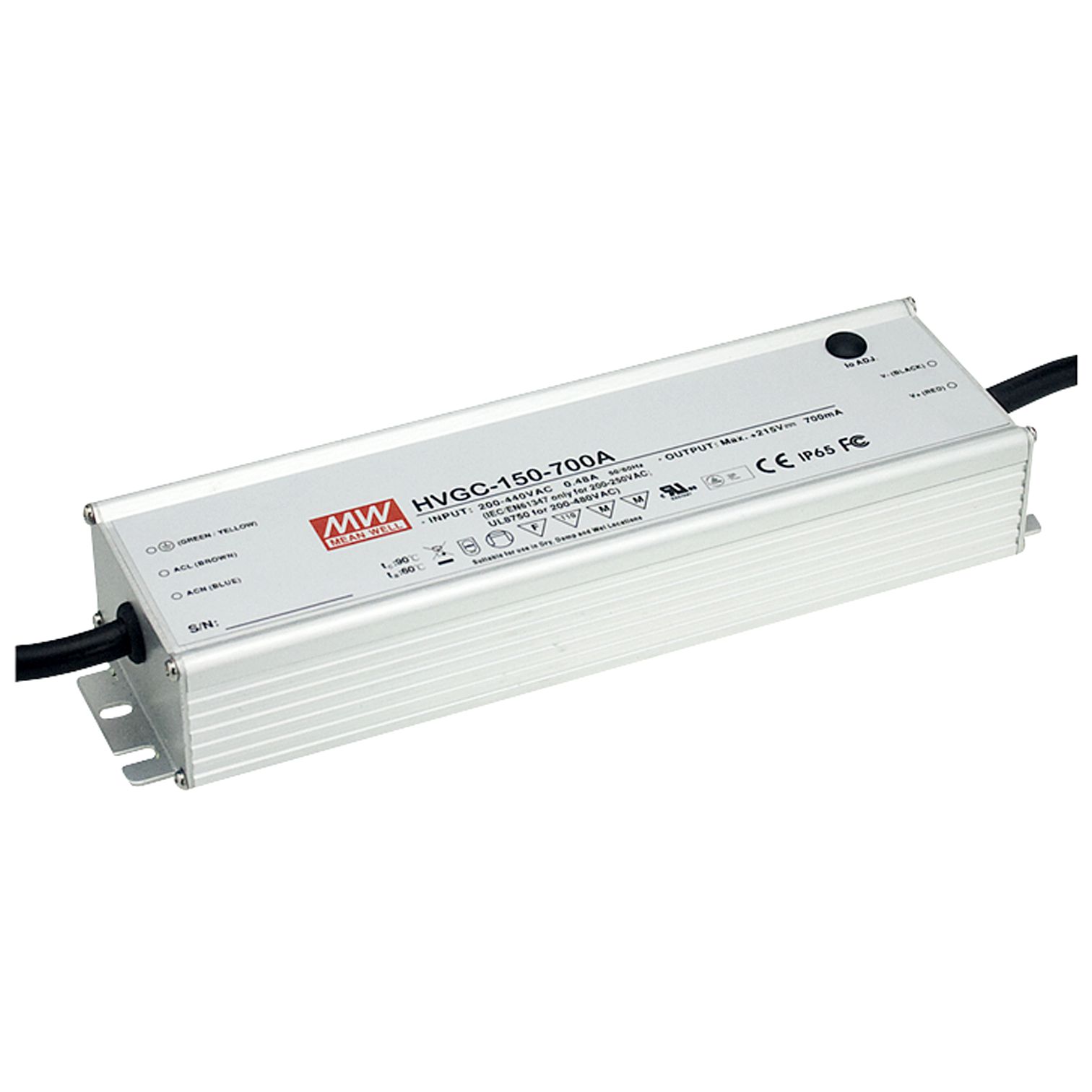 HVGC-150-700B Led-Trafo, IP67 150,5W, 21-215V, 700mA CC dimmbar, MEAN WELL