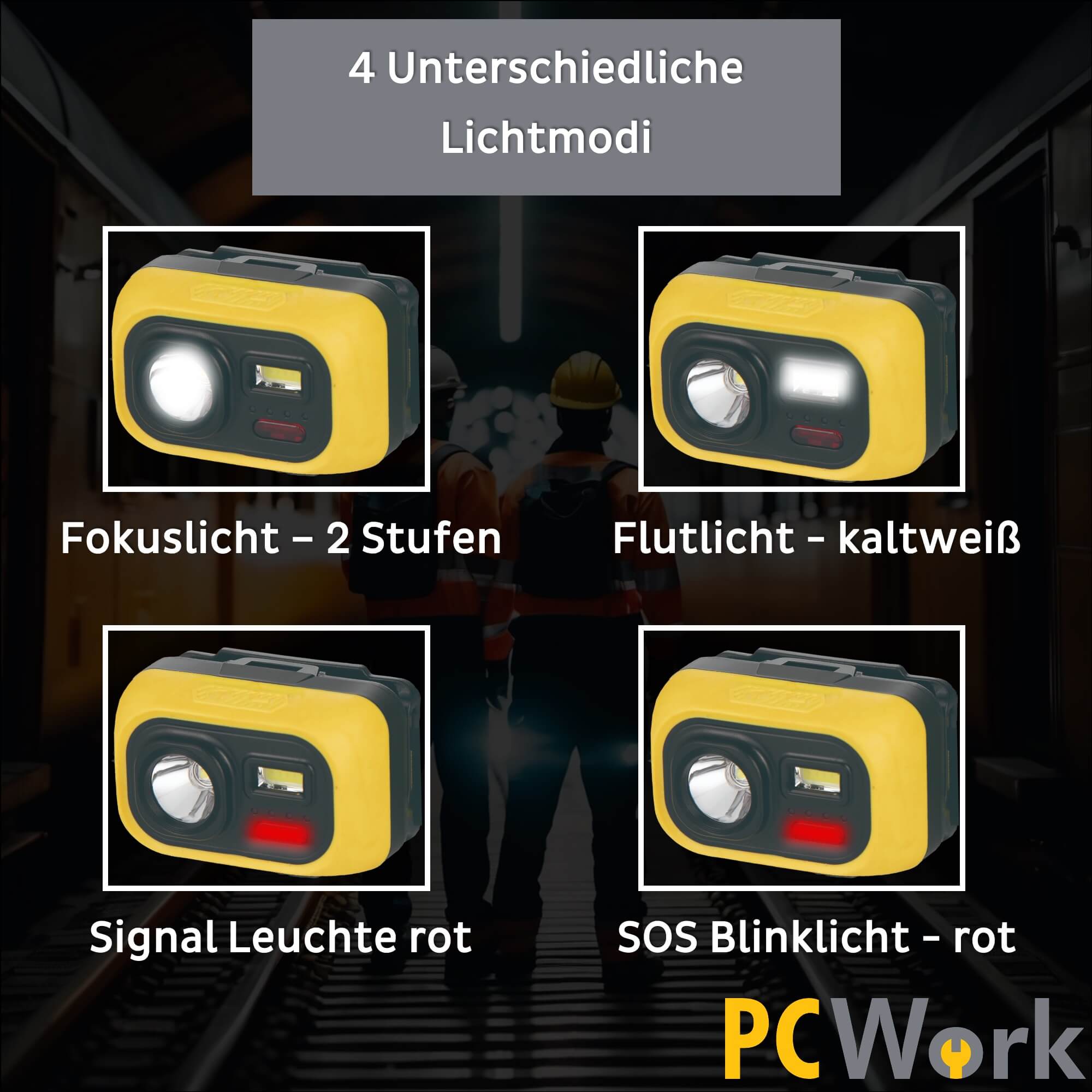 PCW12D LED Stirnlampe Kopflampe Professionell IPX6 300lm