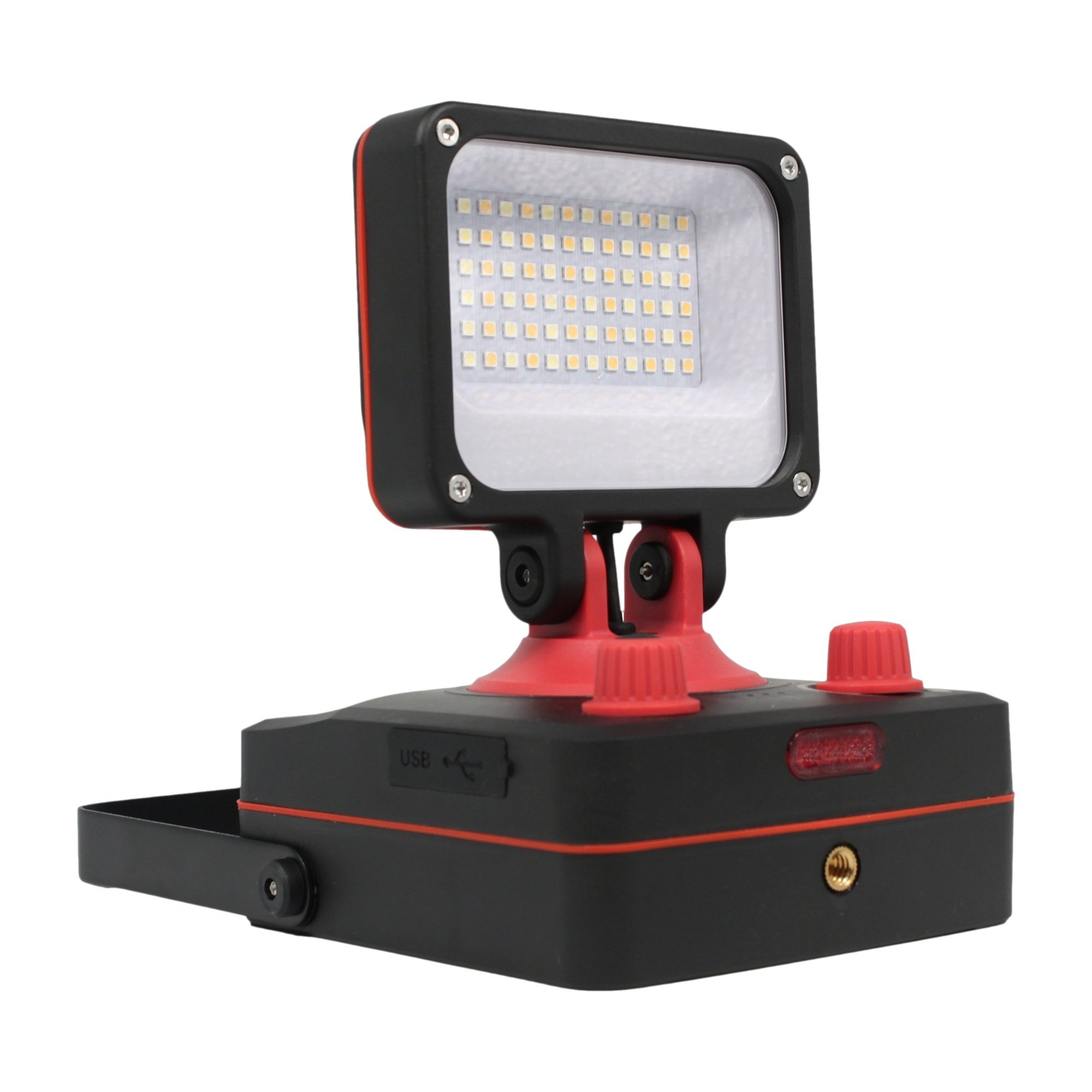 PCW12Q LED-Arbeitsleuchte mit verstellbarem Kopf, Drehreglern und Akkubasis