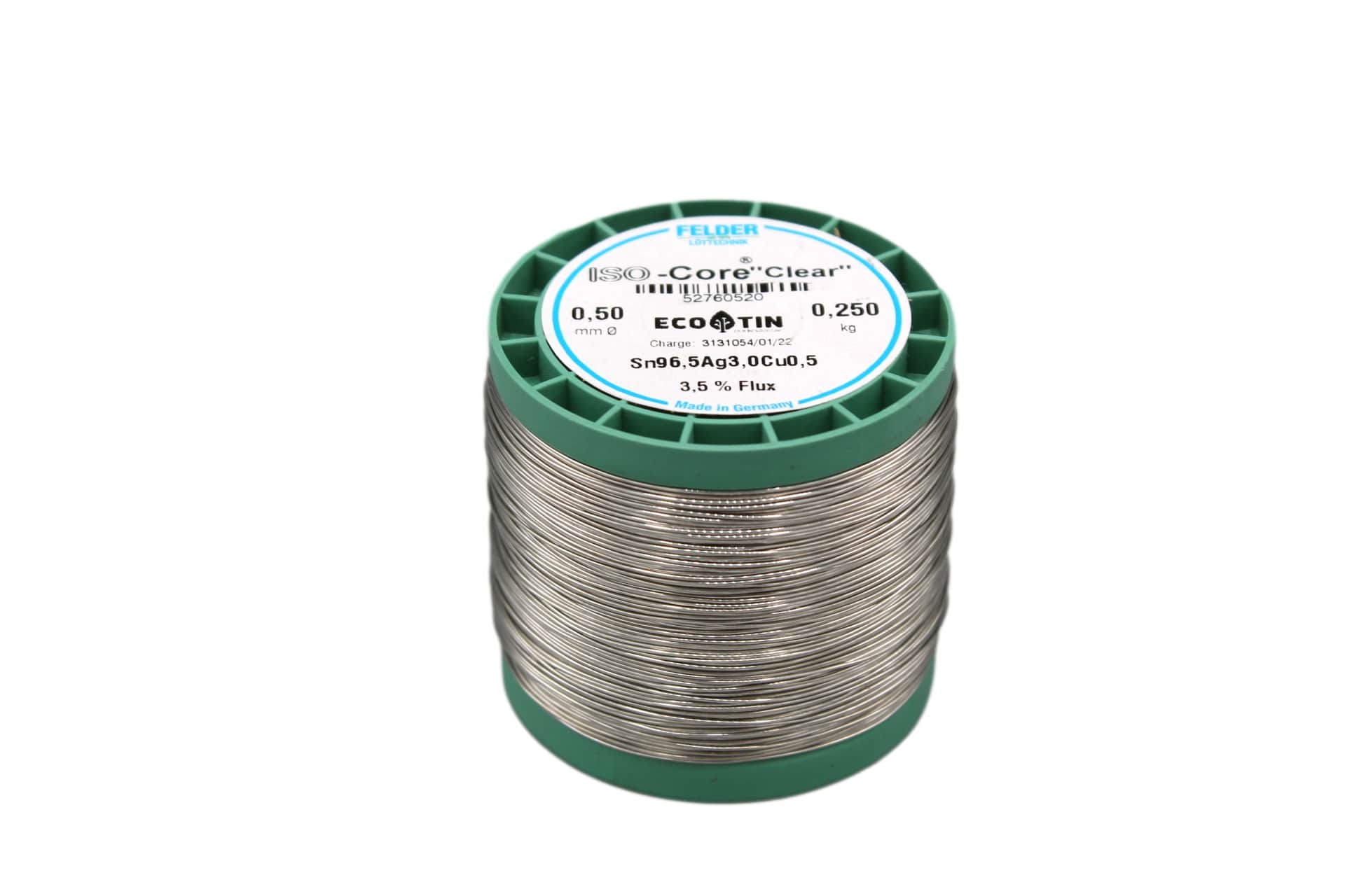 52760520 Felder solder wire, lead-free, SAC (Sn96,5Ag3,0Cu0,5), 0.5 mm, 250g, roll