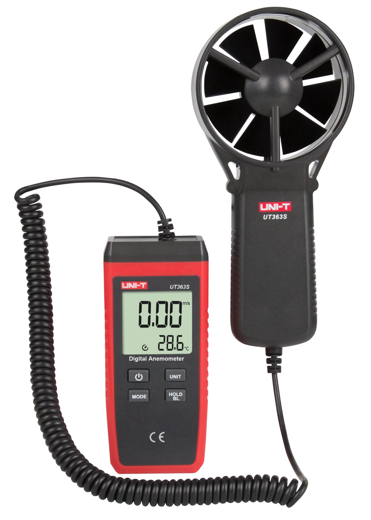 UNI-T UT363S Digitales Flügelrad-Anemometer mit Split-Sensor und Spiralkabel