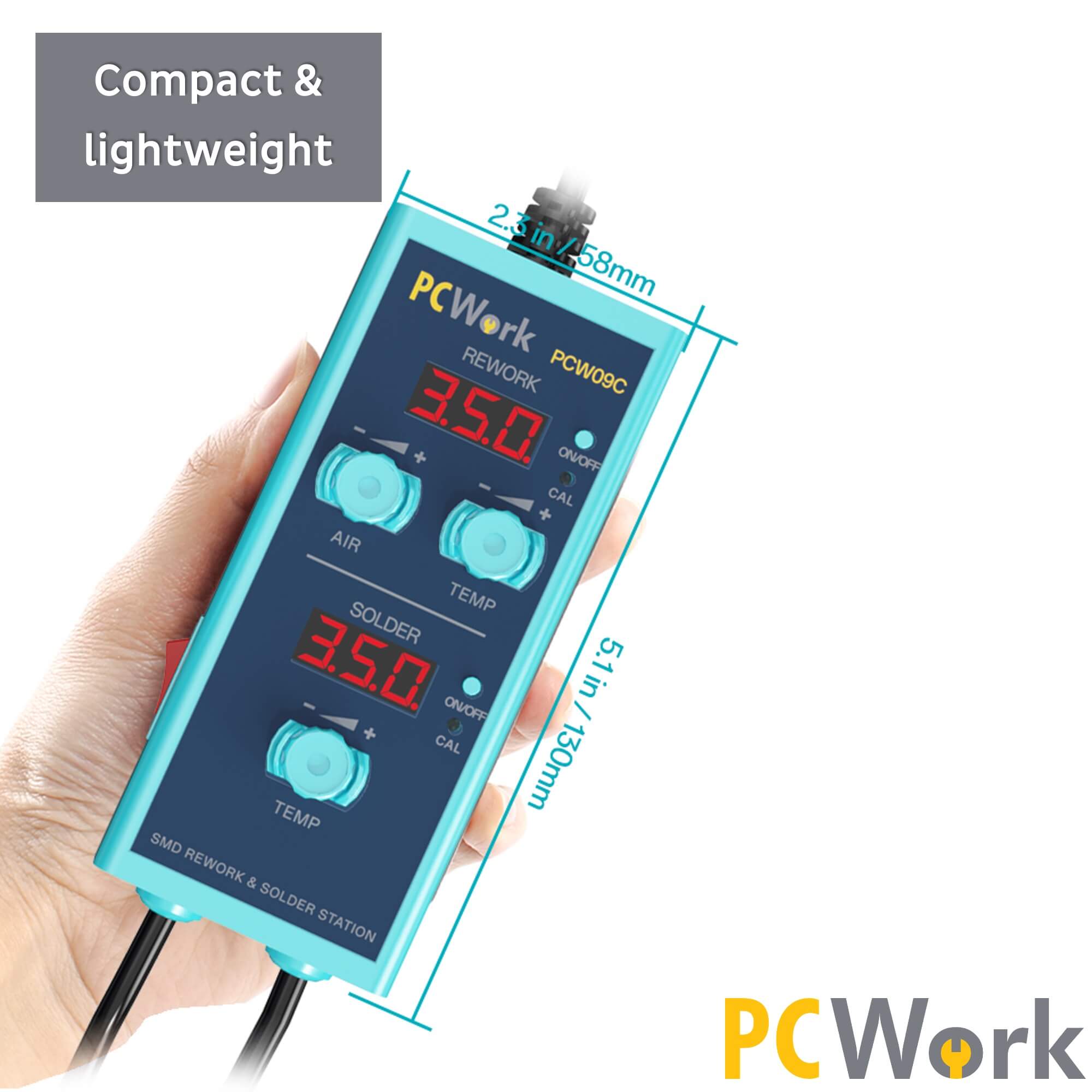 pcw09c-soldering-station-hot-air-station-small-compact-lightweight-size-chart