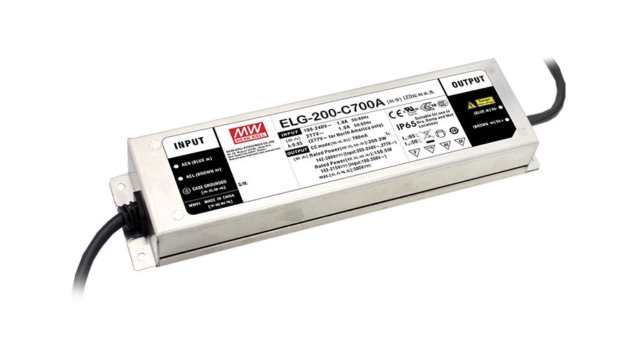 ELG-200-C1050DA-3Y Led-Trafo, IP67 199,5W, 95-190V, 1050mA CC DAL+PE, MEAN WELL