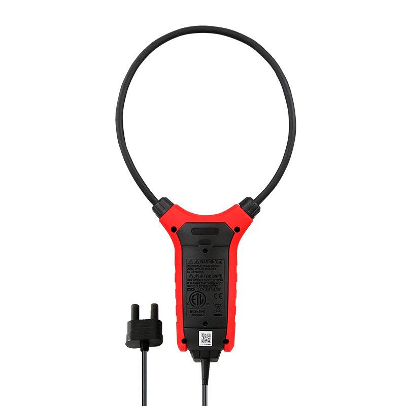 Back view of the robust UNI-T UT-CS09D current clamp sensor showing safety certifications like CAT IV 600V and CE marking.