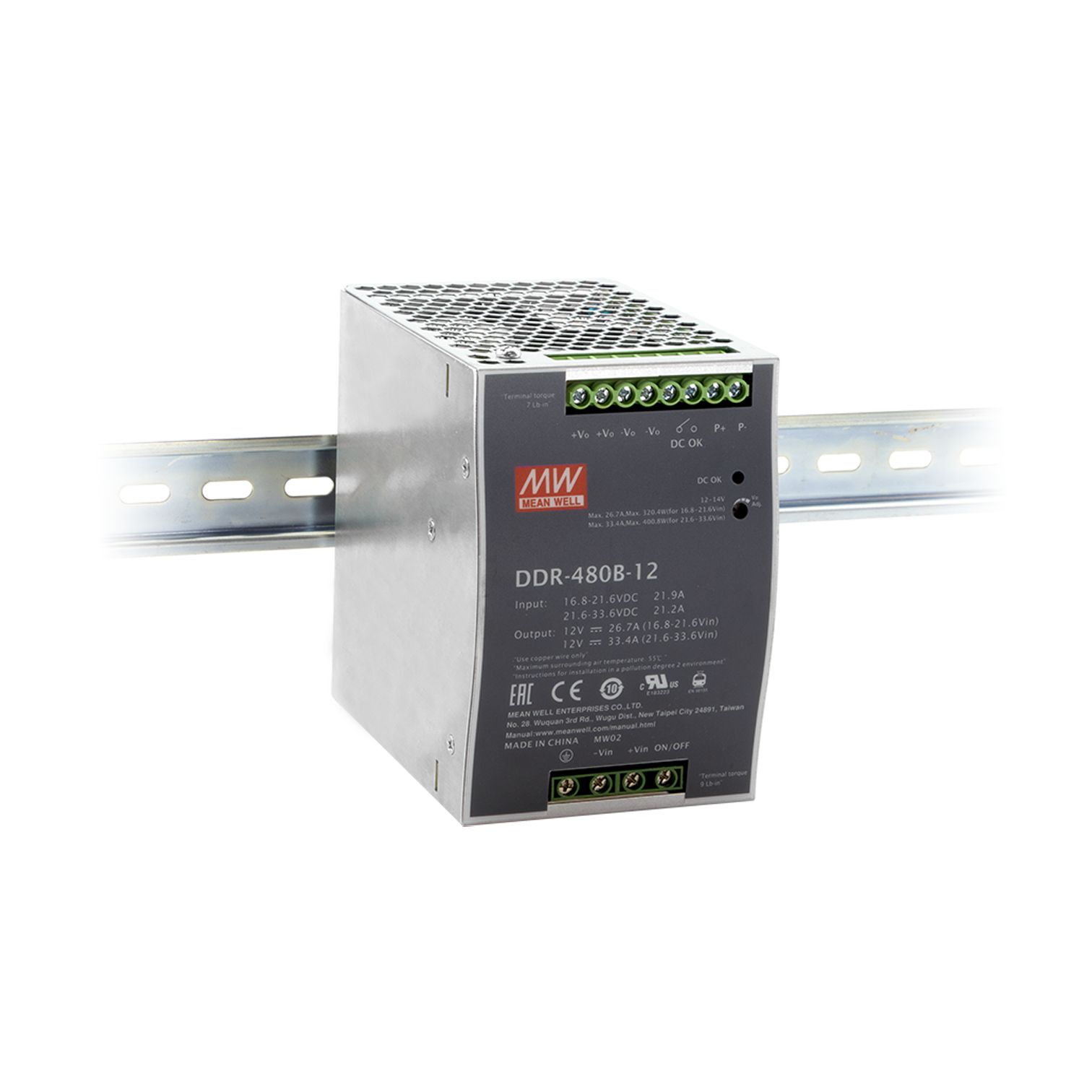 DDR-480C-48 DC/DC Converter 33,6-67,2V:48V 10A 480W, MEAN WELL
