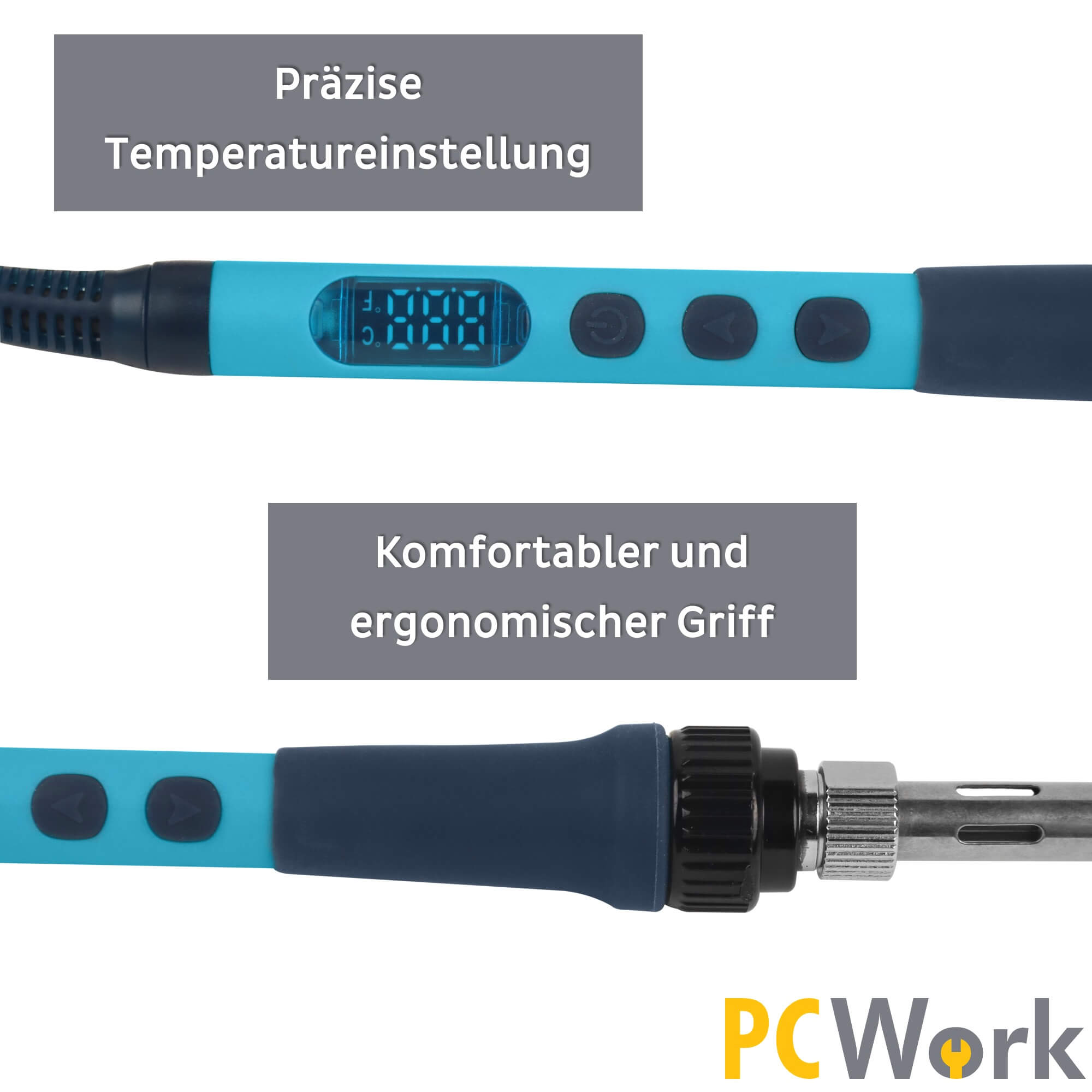 PCW09B Digital soldering iron, adjustable, with temperature setting, 90W