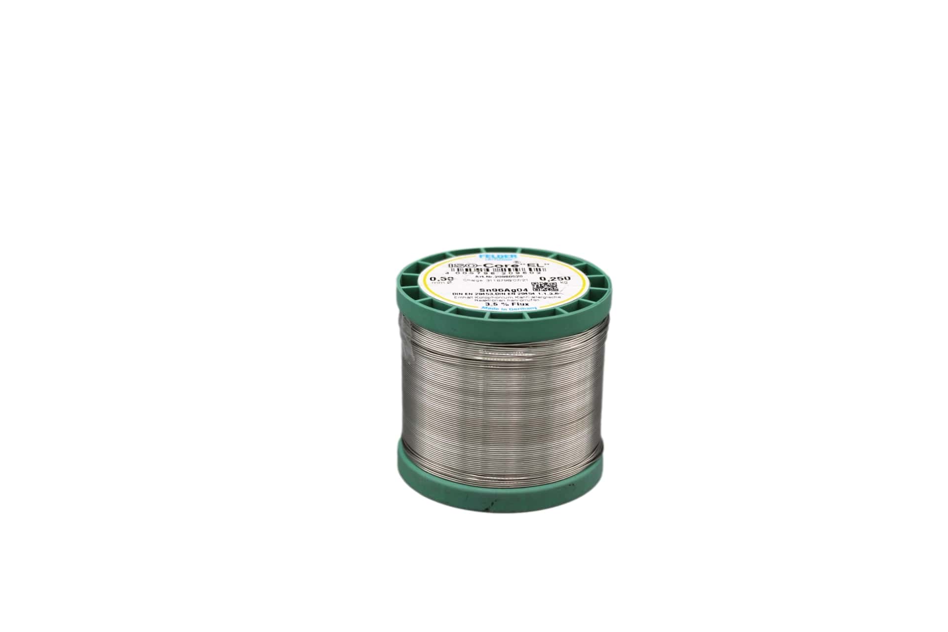20960520 Felder solder wire, no-clean, lead-free, Sn96Ag4, 0.5 mm, 250g, roll
