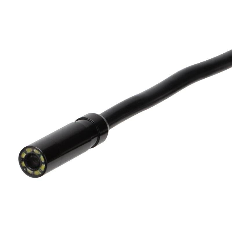 Nahaufnahme des Kamerakopfes des UNI-T UT667 Endoskops mit integrierten LED-Leuchten.