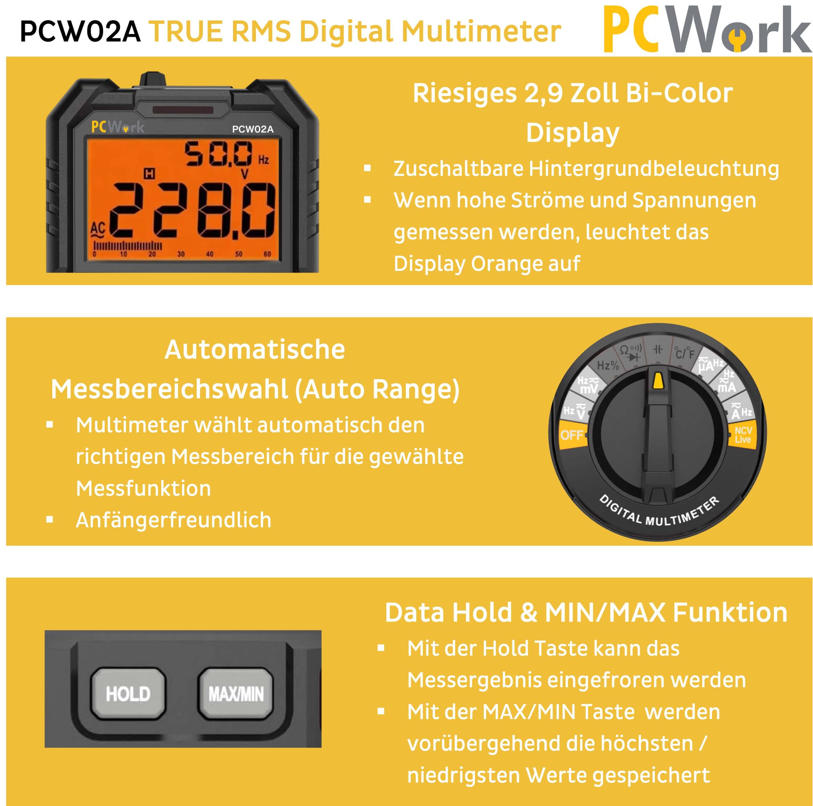 PCW02A Digitalmultimeter, True RMS, CAT IV 600V PCW02A Digitalmultimeter, True RMS, CAT IV 600V